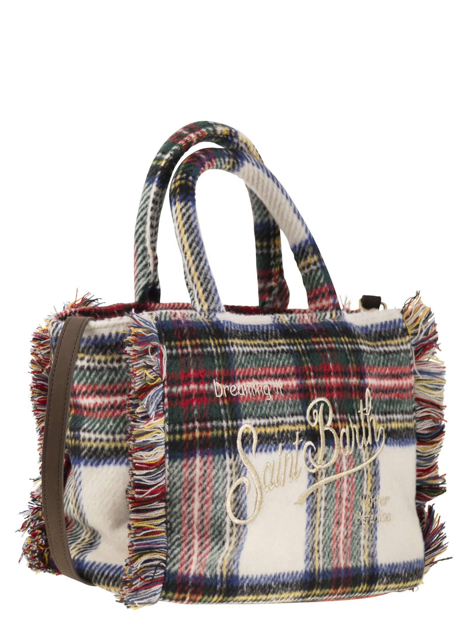 Mc2 Saint Barth Colette - Wool-effect Bag With Logo In White