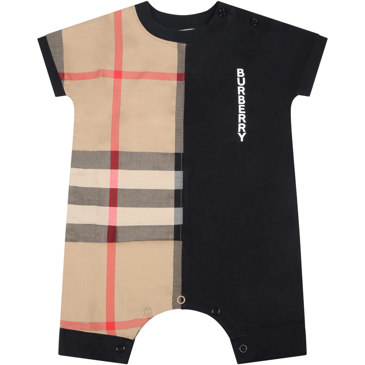 Burberry Black Romper For Baby Kids With Logo