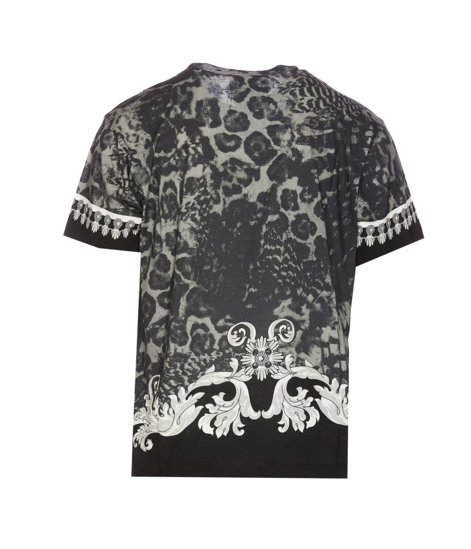 Shop Versace Jeans Couture Baroque Animalier T-shirt In Grey