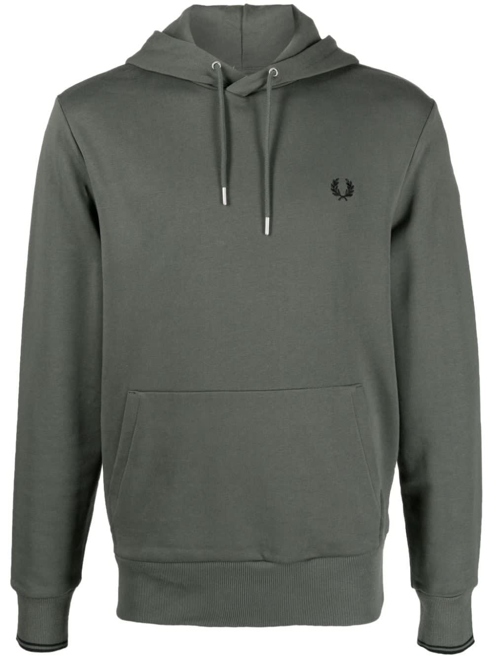 Shop Fred Perry Fp Tipped Hooded Sweatshirt In Field Green