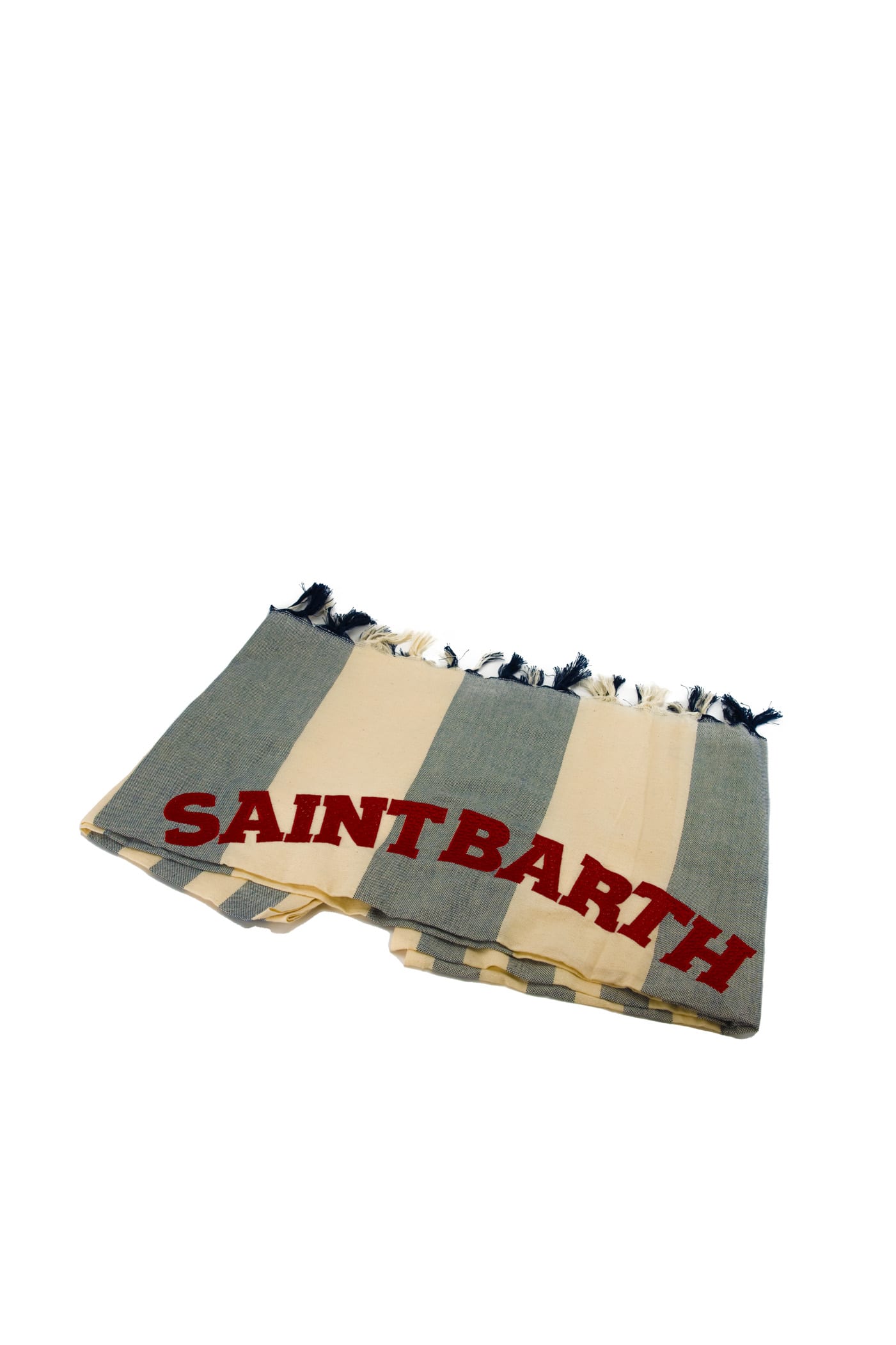 Shop Mc2 Saint Barth Beach Club Cotton Beach Towel In Blu/naturale