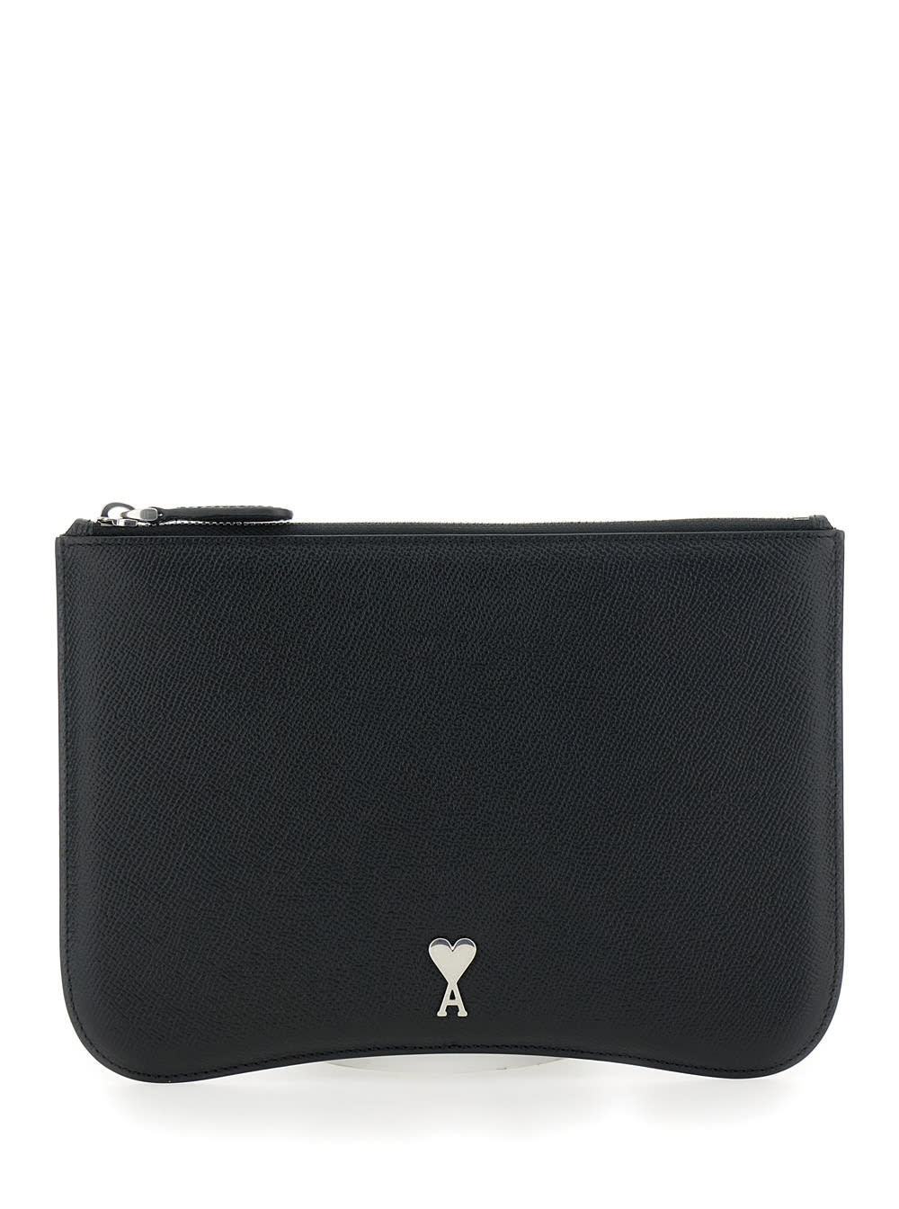 paris Parisblack Pouch With Ami De Coeur Logo Detail On The Front In Grained Leather Man