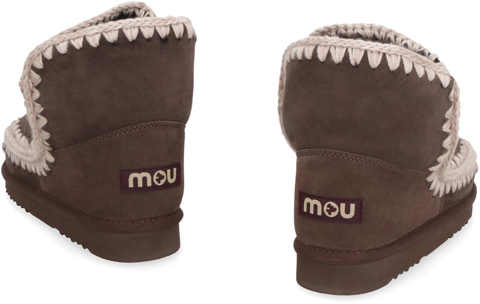 Mou Eskimo 18 Low Heels Ankle Boots In Green Suede In Multi