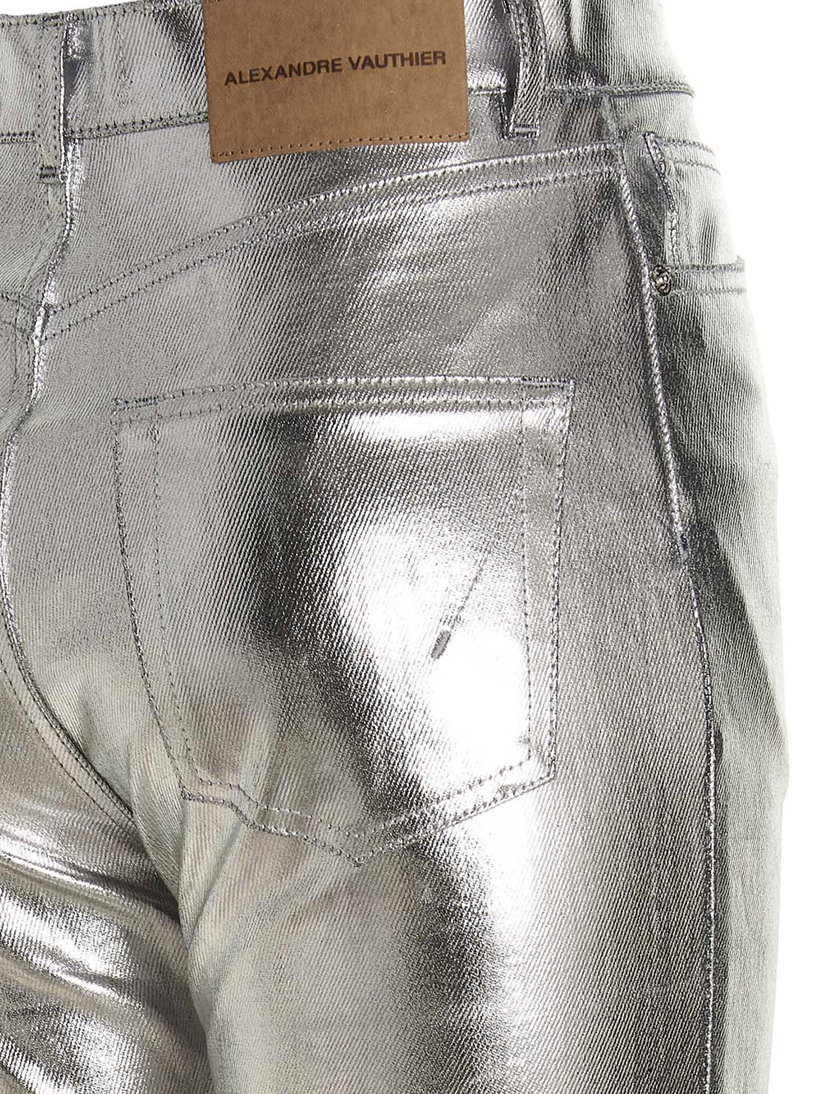 Shop Alexandre Vauthier Coated Jeans In Silver