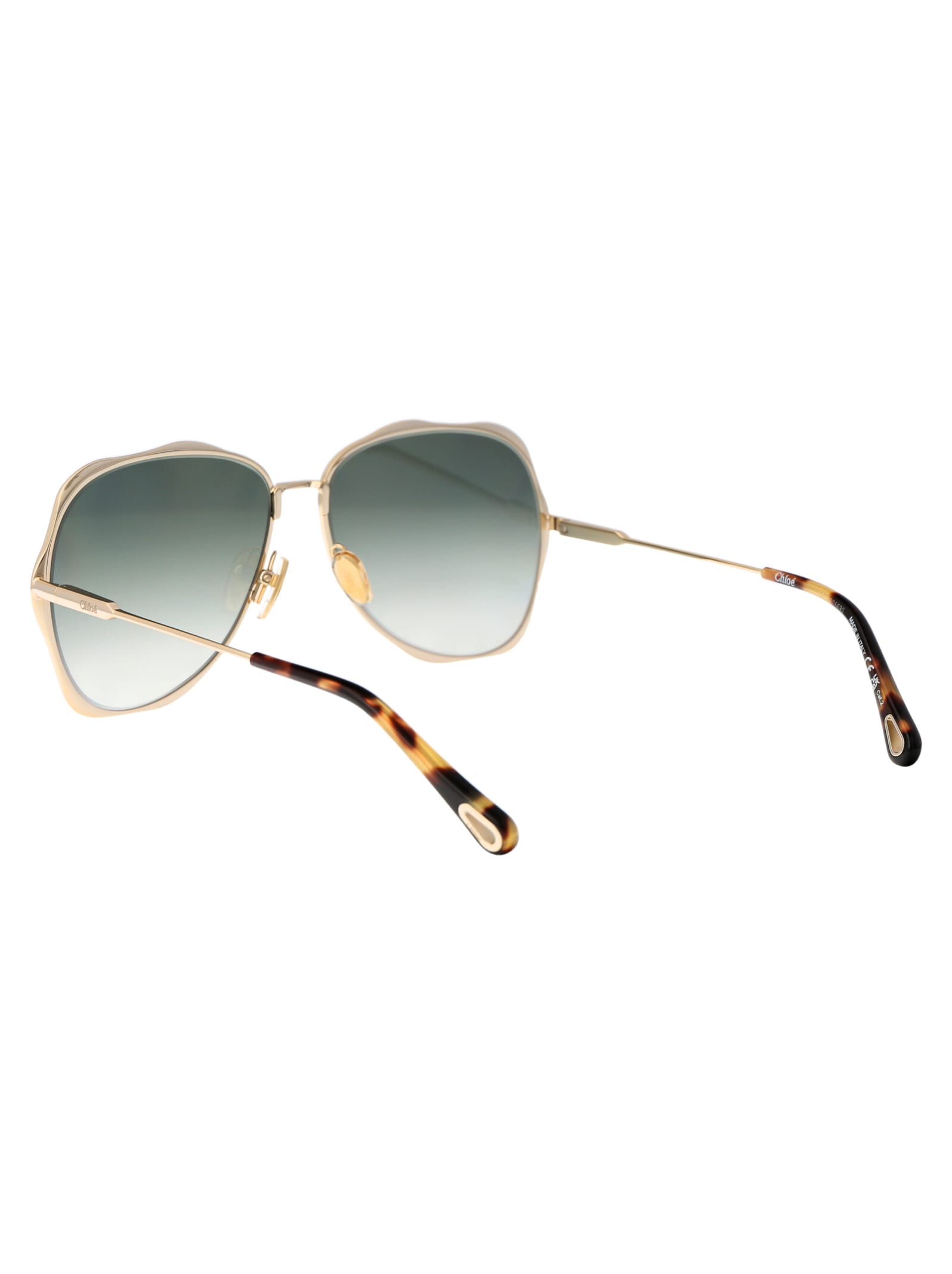 Shop Chloé Ch0183s Sunglasses In 004 Gold Gold Green
