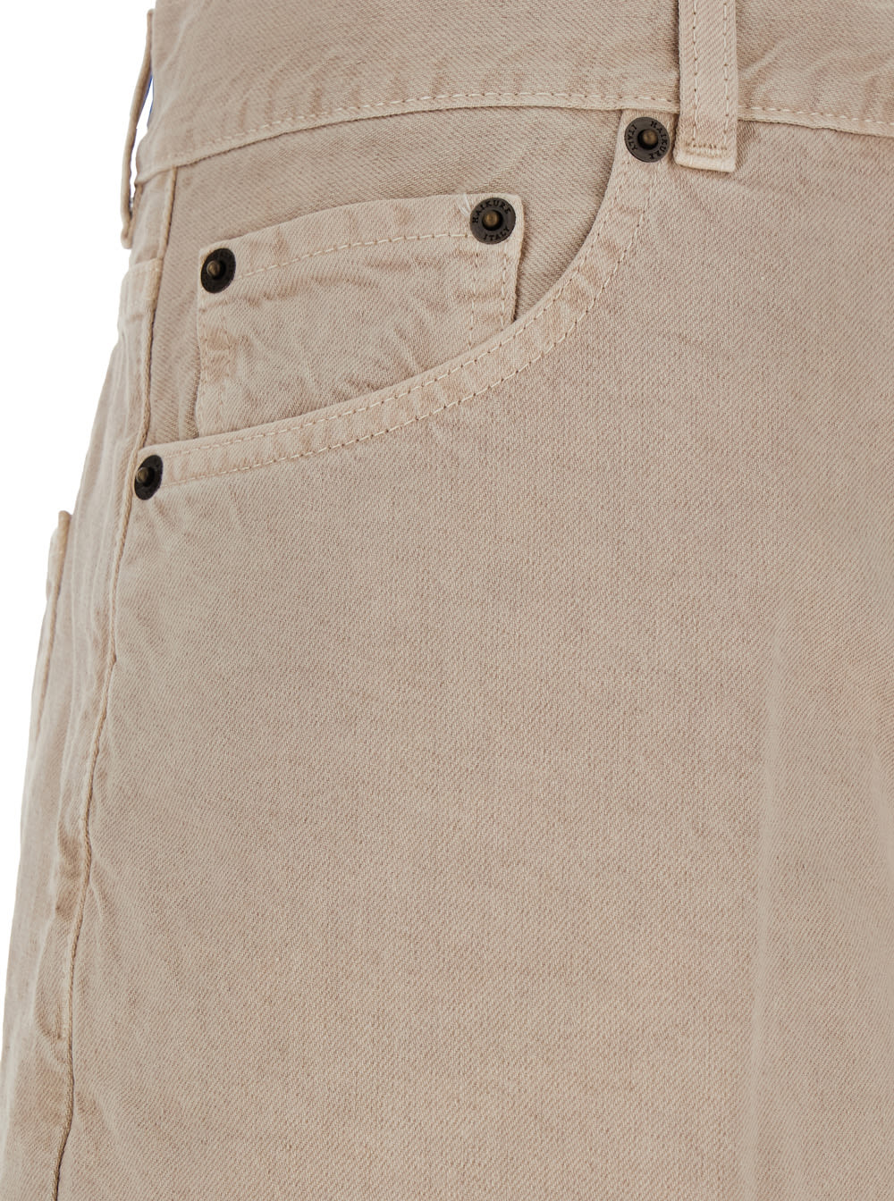 Shop Haikure Beige Five Pocket Jeans With Logo Patch On The Back In Cotton Woman