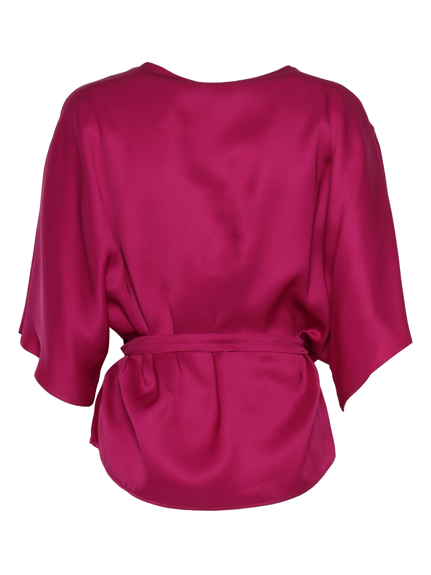 Shop P.a.r.o.s.h Belted Blouse In Fuchsia