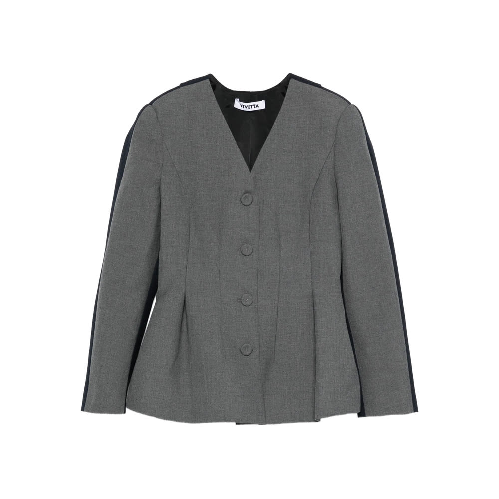 Vivetta Button-front Panelled Jacket In Gray