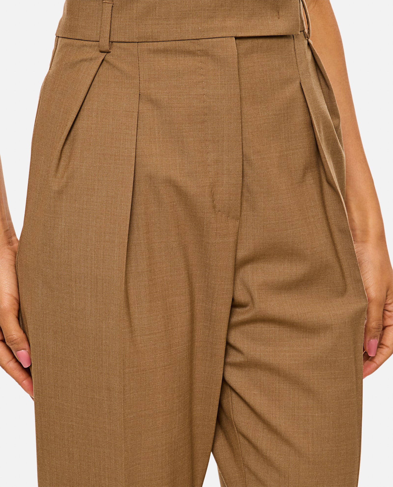 Max Mara Finale High Waist Trousers In Brown