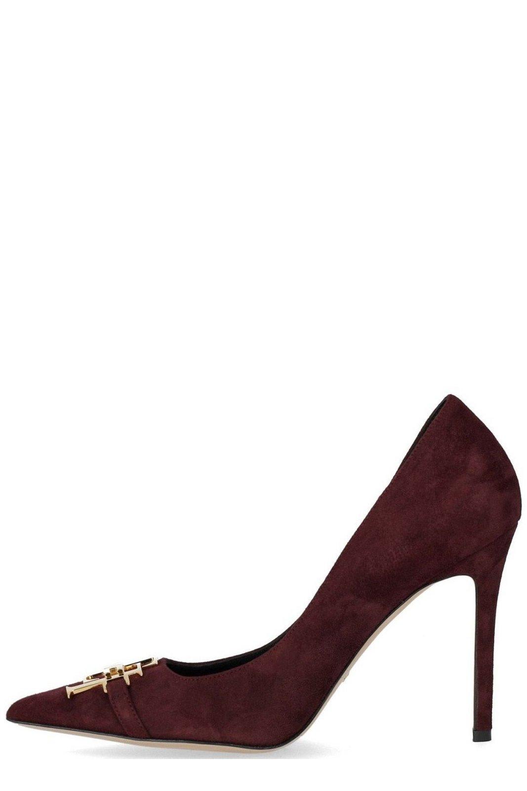 Shop Elisabetta Franchi Logo Plaque Pumps In Bordeaux