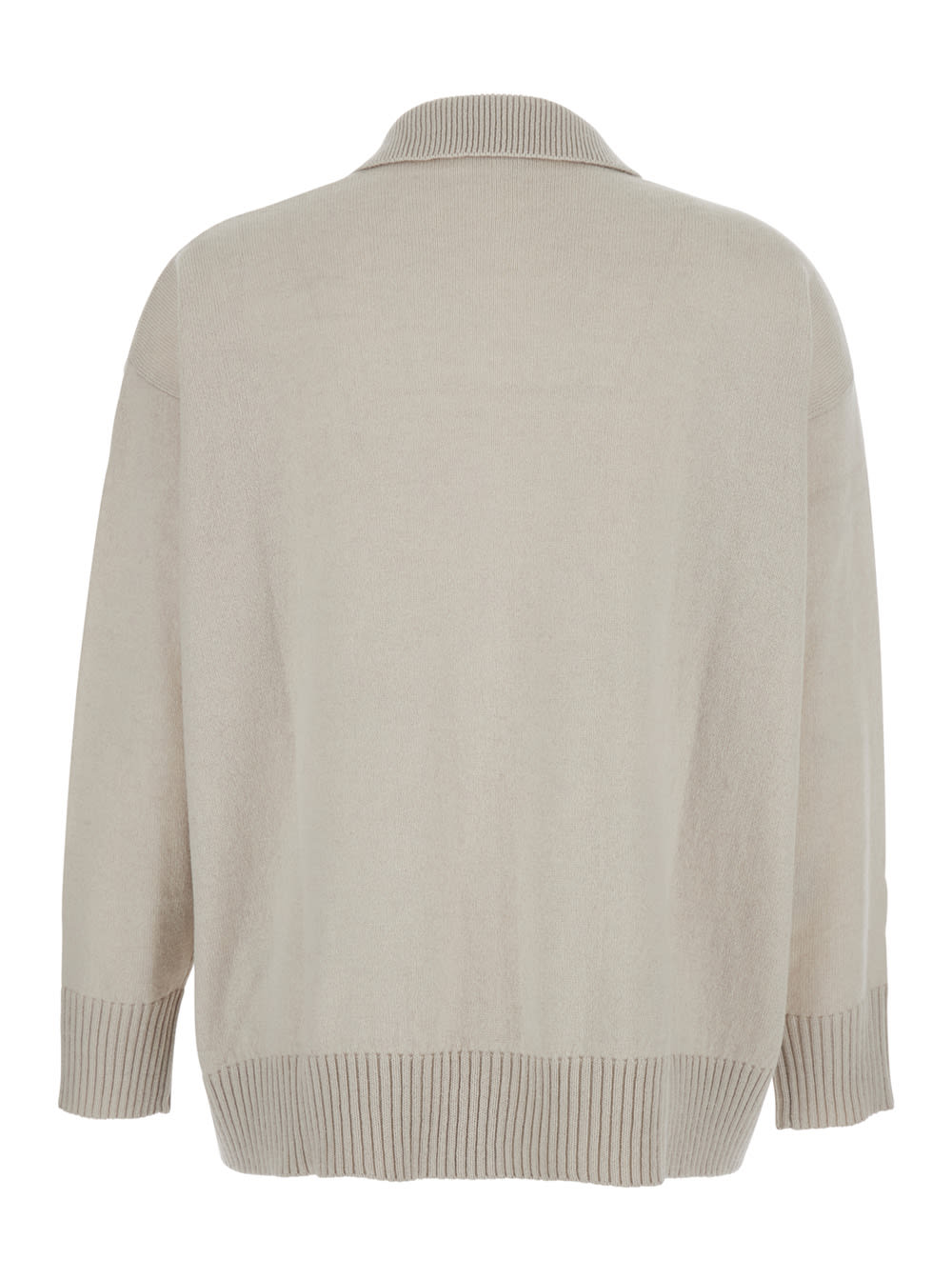 Antonelli V-neck Long-sleeve Knitted Sweater In Neutral
