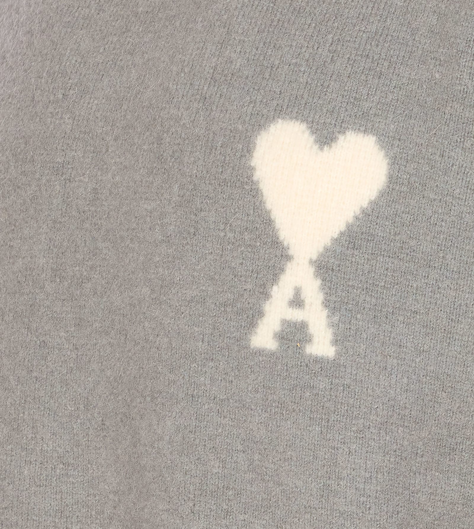 Ami Alexandre Mattiussi Ami Round Neck Sweater With Logo Detail And Ribbed Finishes In Gray