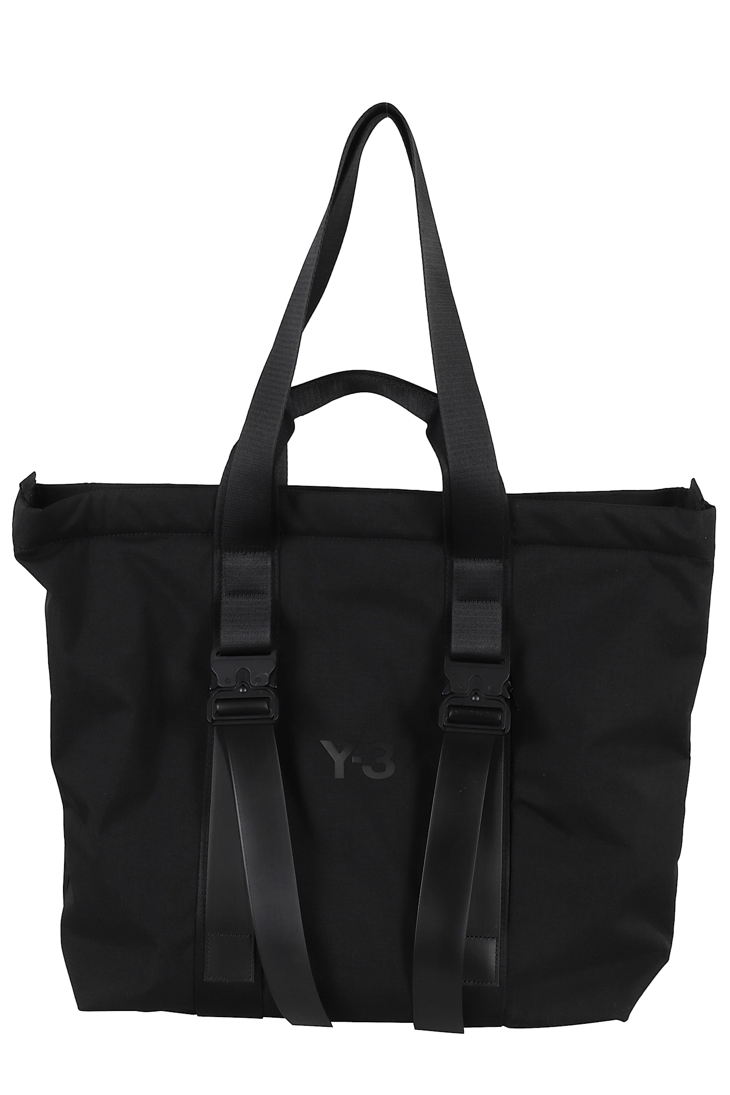 Y-3 Spacious Tote Bag With Leather Straps And Embossed Logo In Black