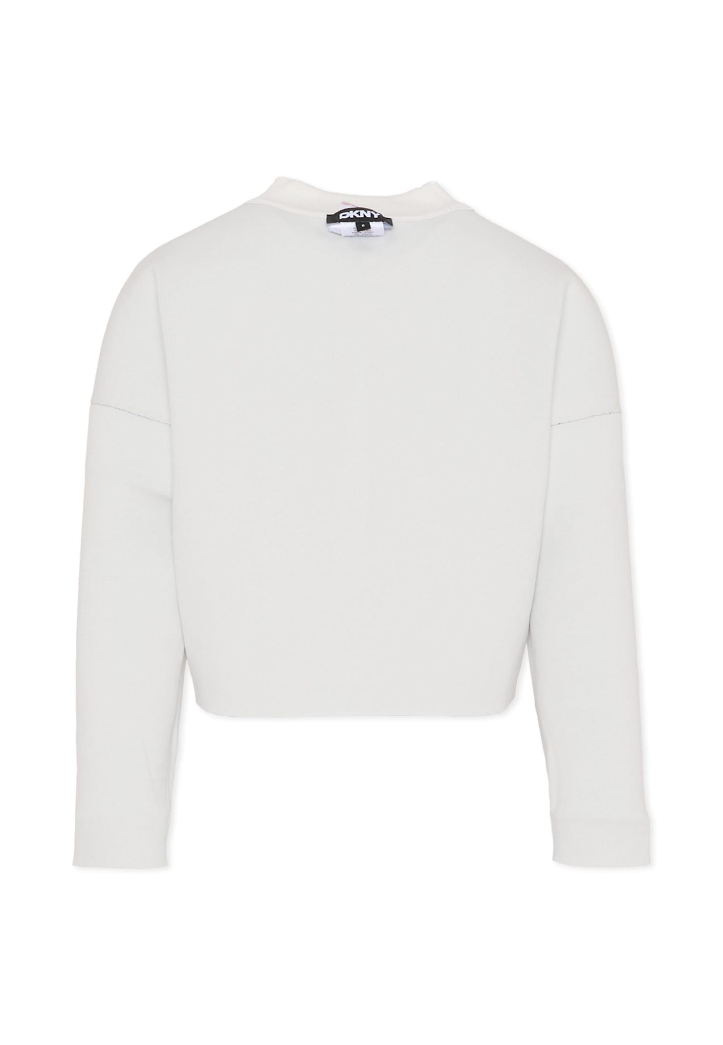 Dkny Reversible Black Crop Sweater For Girl With Logo In Multi