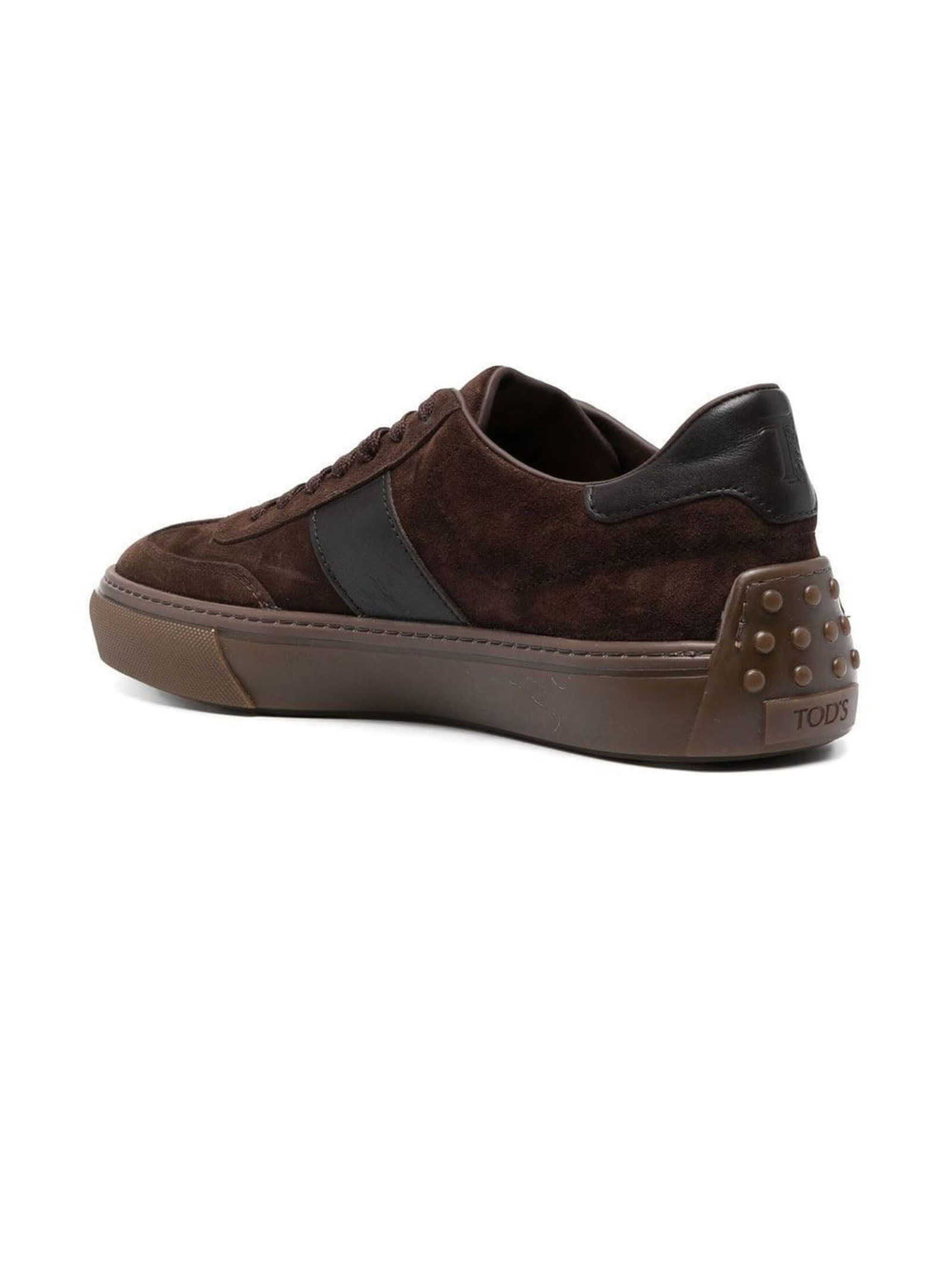 Shop Tod's Brown Sneakers In Suede