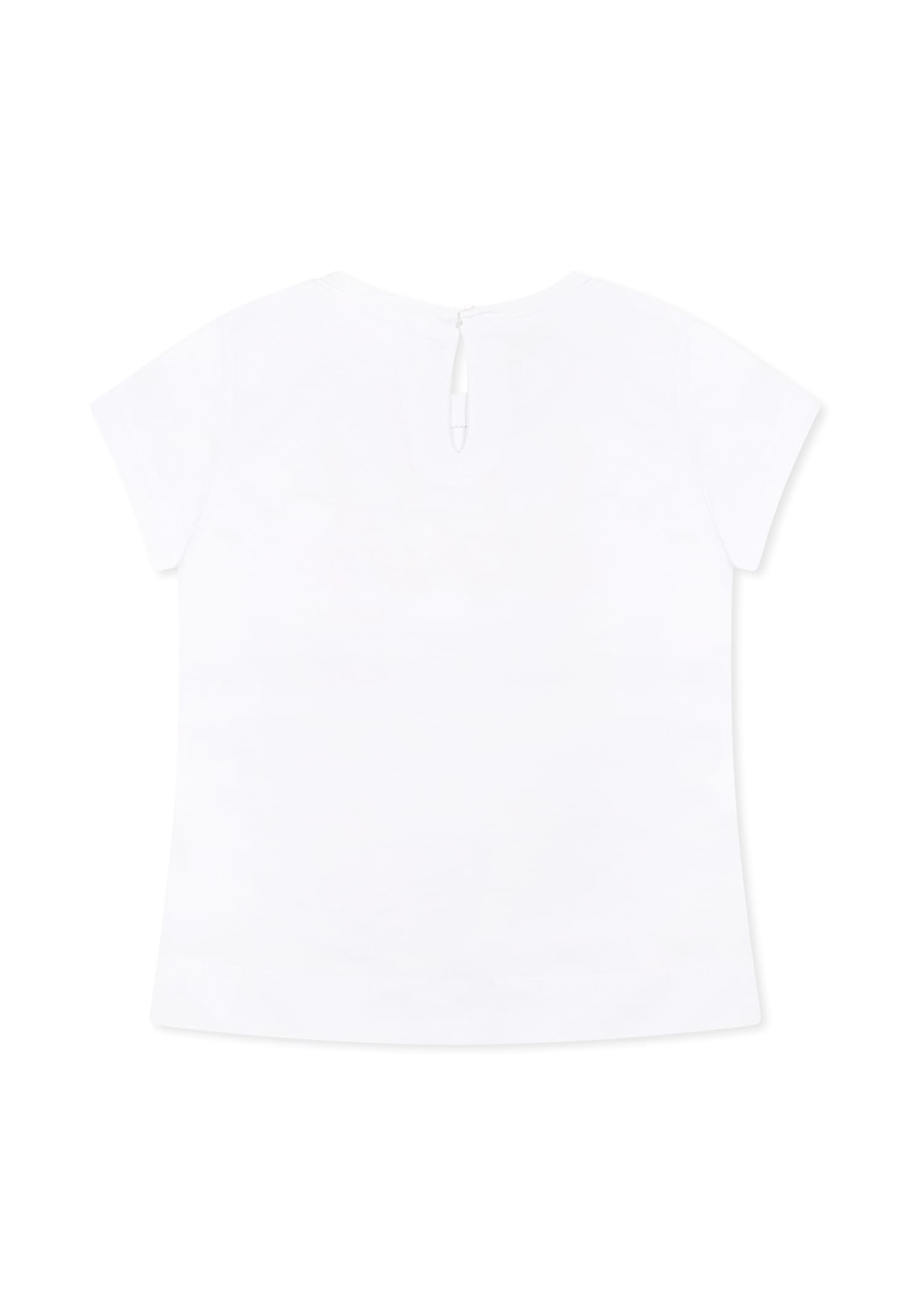 Monnalisa White T-shirt For Baby Girl With Hearts In White