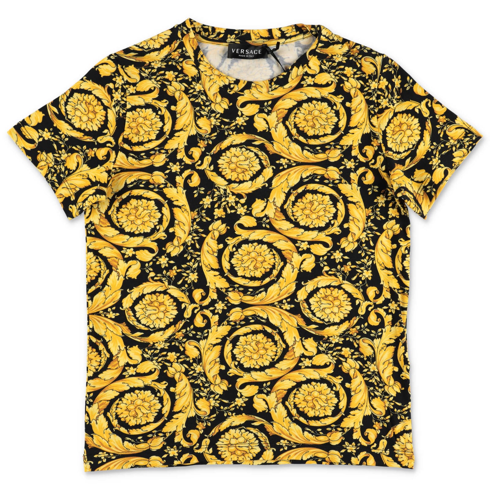 Young Versace T-shirt Stampa Barocca In Jersey Di Cotone