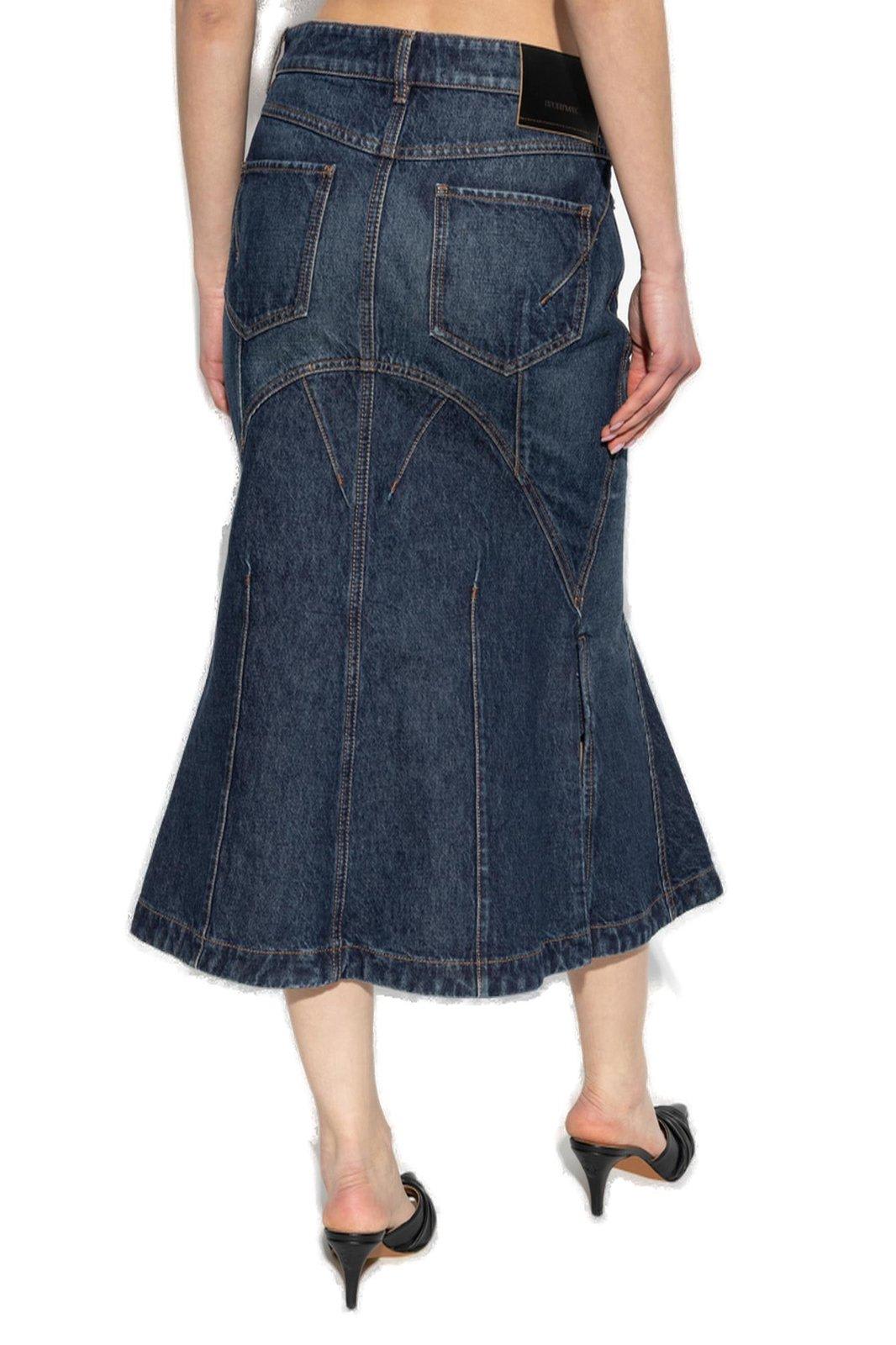 SPORTMAX CASA FLARED DENIM MIDI SKIRT