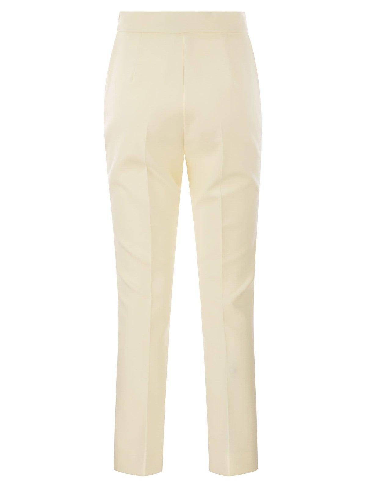 Shop Max Mara High Waist Slim Fit Trousers In Bianco