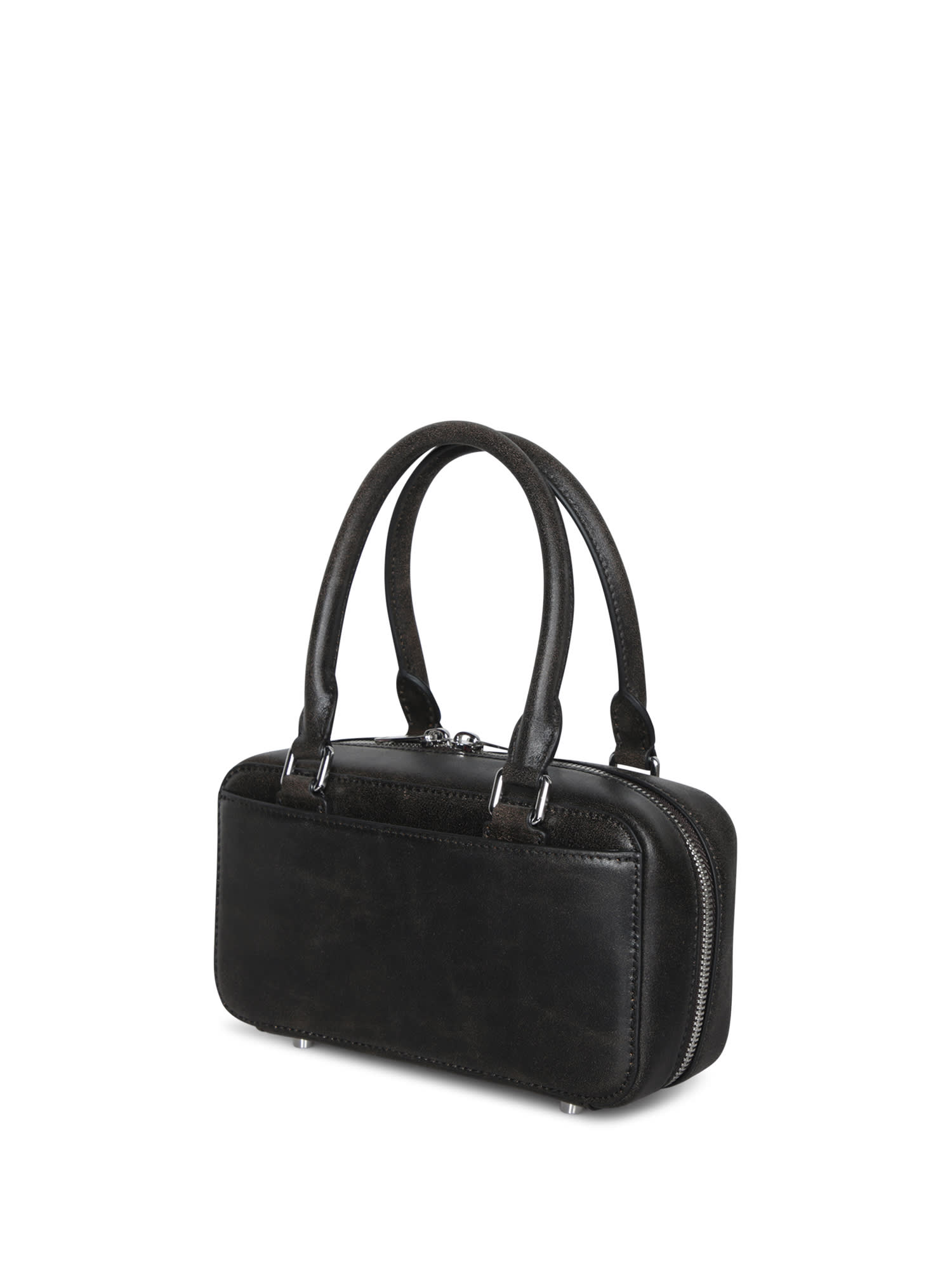 Self-portrait Distressed Black Mini Tote Bag In Black