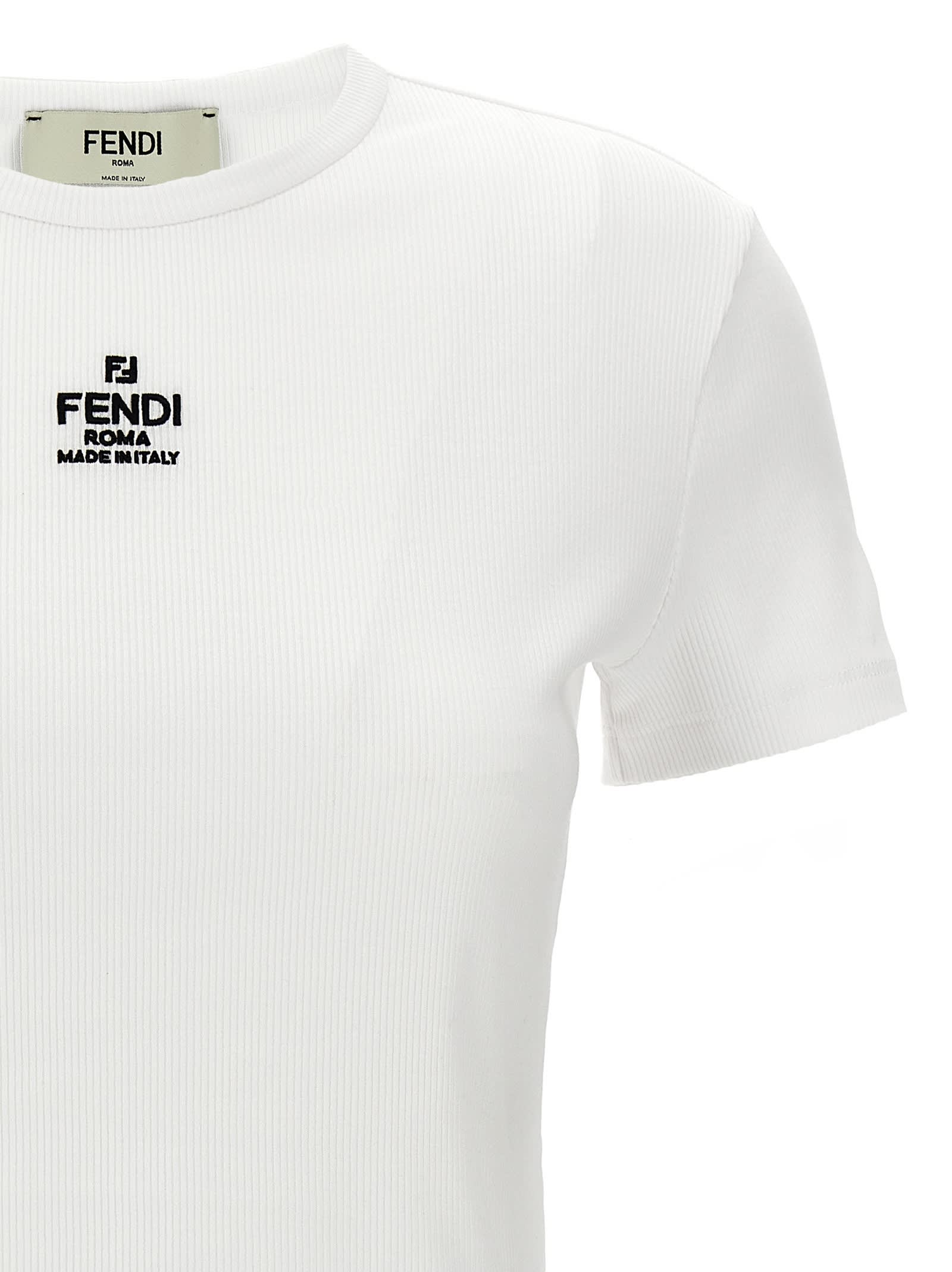 Shop Fendi Cropped T-shirt In White