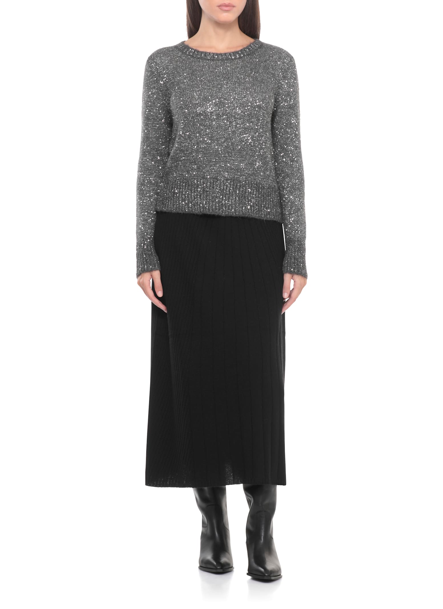 D Exterior Sweater With Sequins In Gray