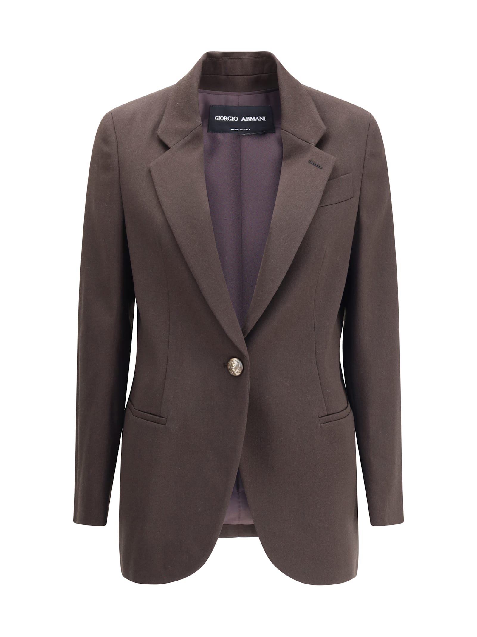 Giorgio Armani Single-breasted Wool Blazer In Brown