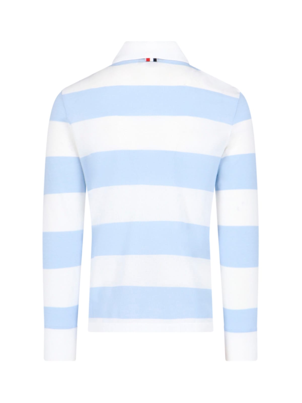 Shop Thom Browne Stripe Polo Shirt In Light Blue