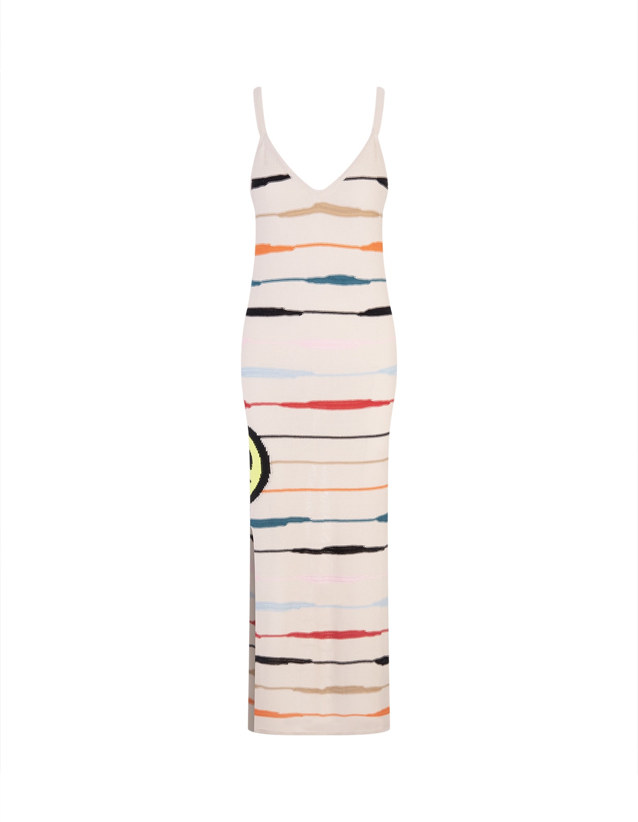 BARROW BUTTER LONG DRESS WITH LOGO AND MULTICOLOURED STRIPES