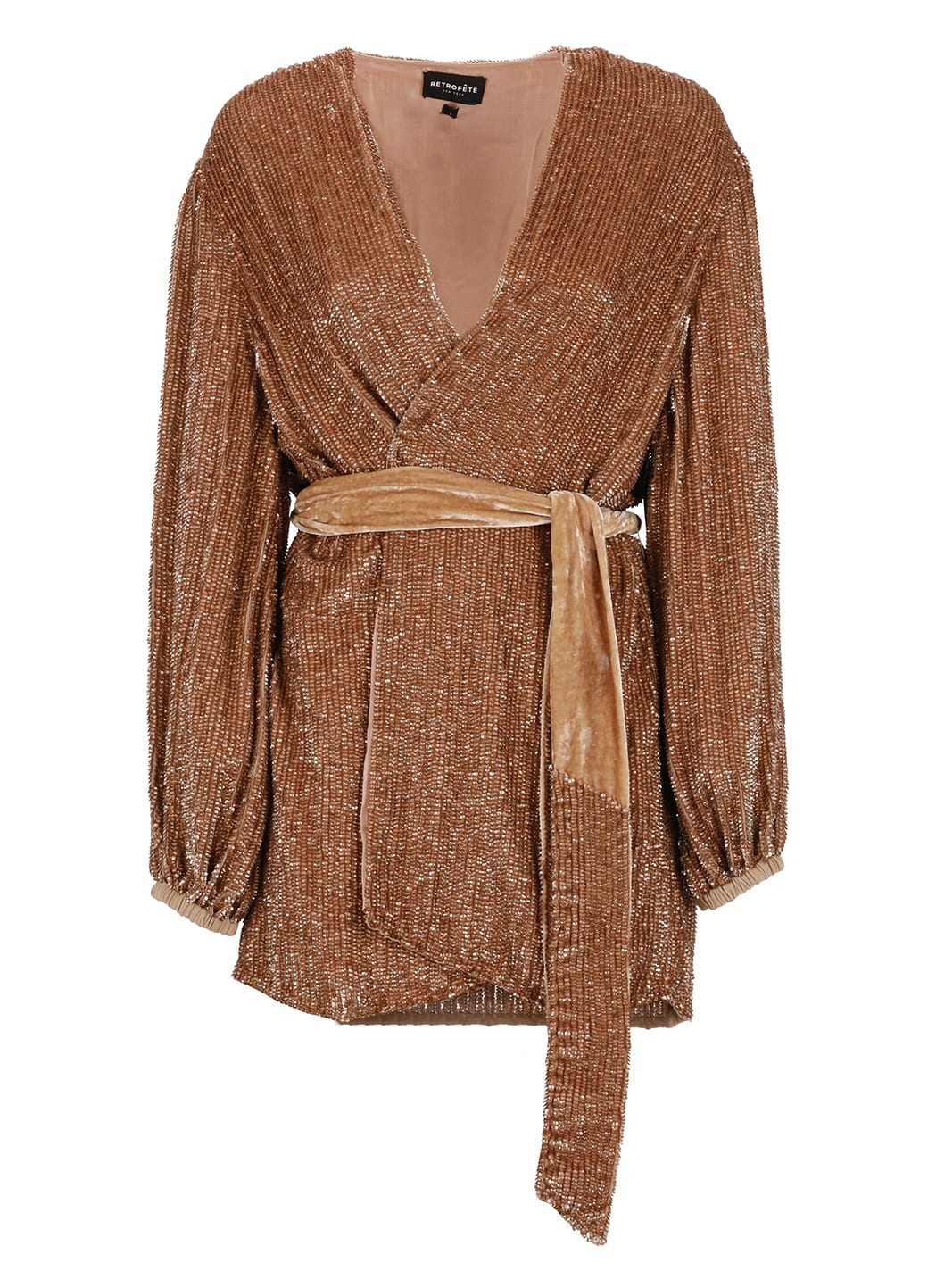 Retroféte Retrofete Gabrielle Sequin Wrap Short Dress In Pink