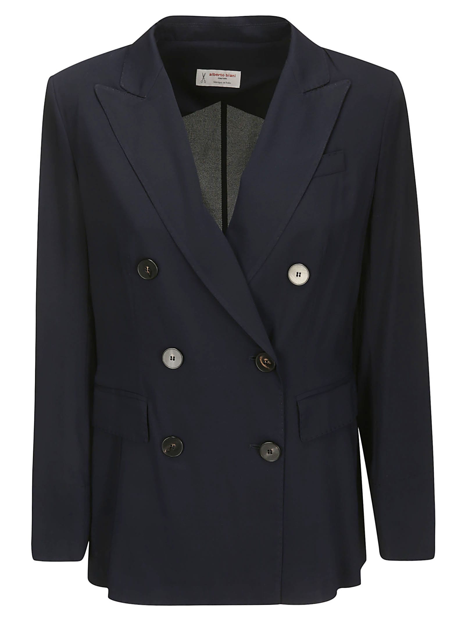 Alberto Biani Georgette Double-breasted Jacket In Blue