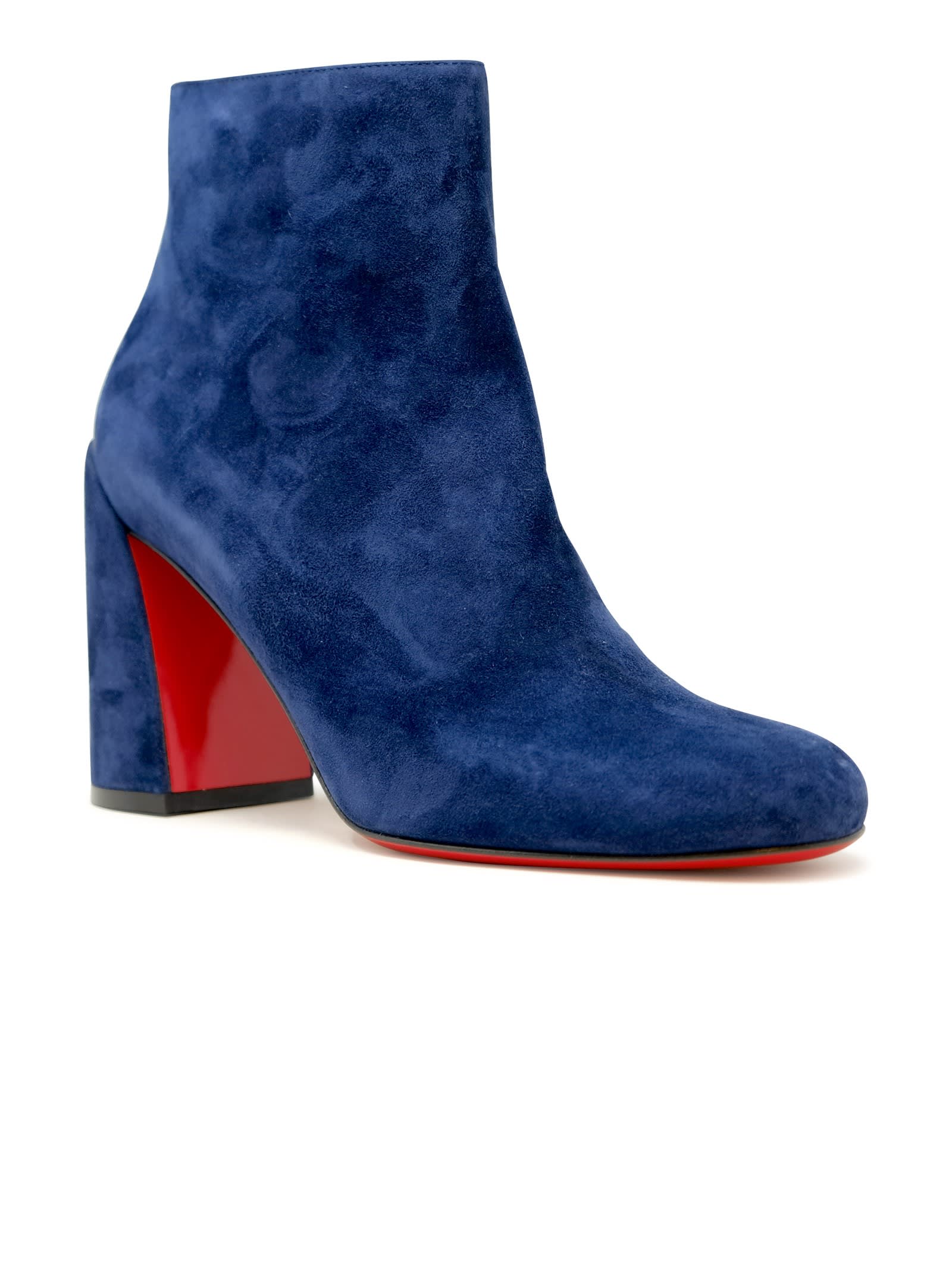 Christian Louboutin Blue Suede Turela 85 Ankle Boots In Blue