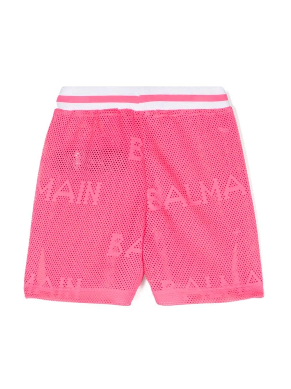 Shop Balmain Shorts With Log In Fucsia