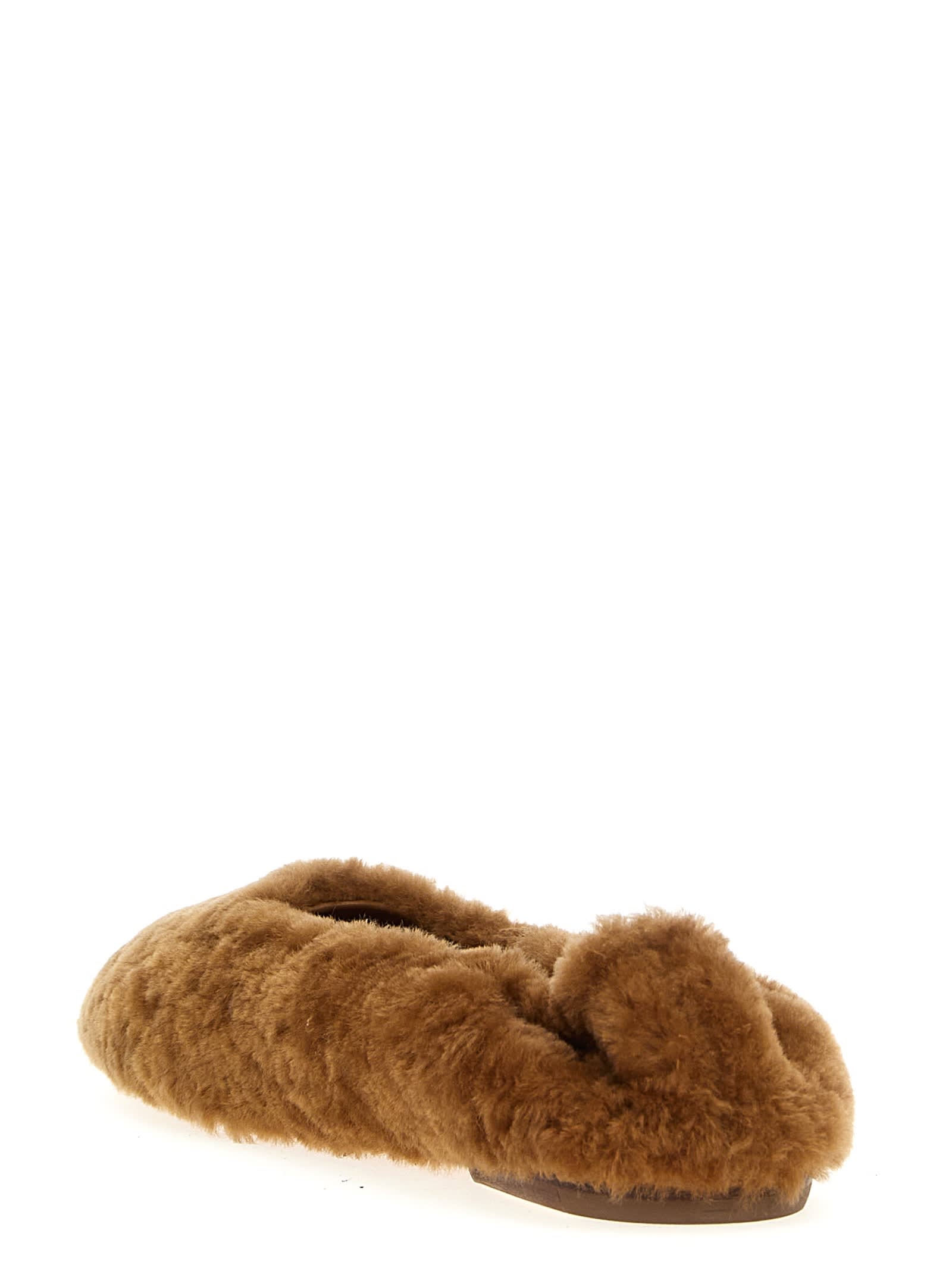 Shop Dries Van Noten Fur Ballet Flats In Brown