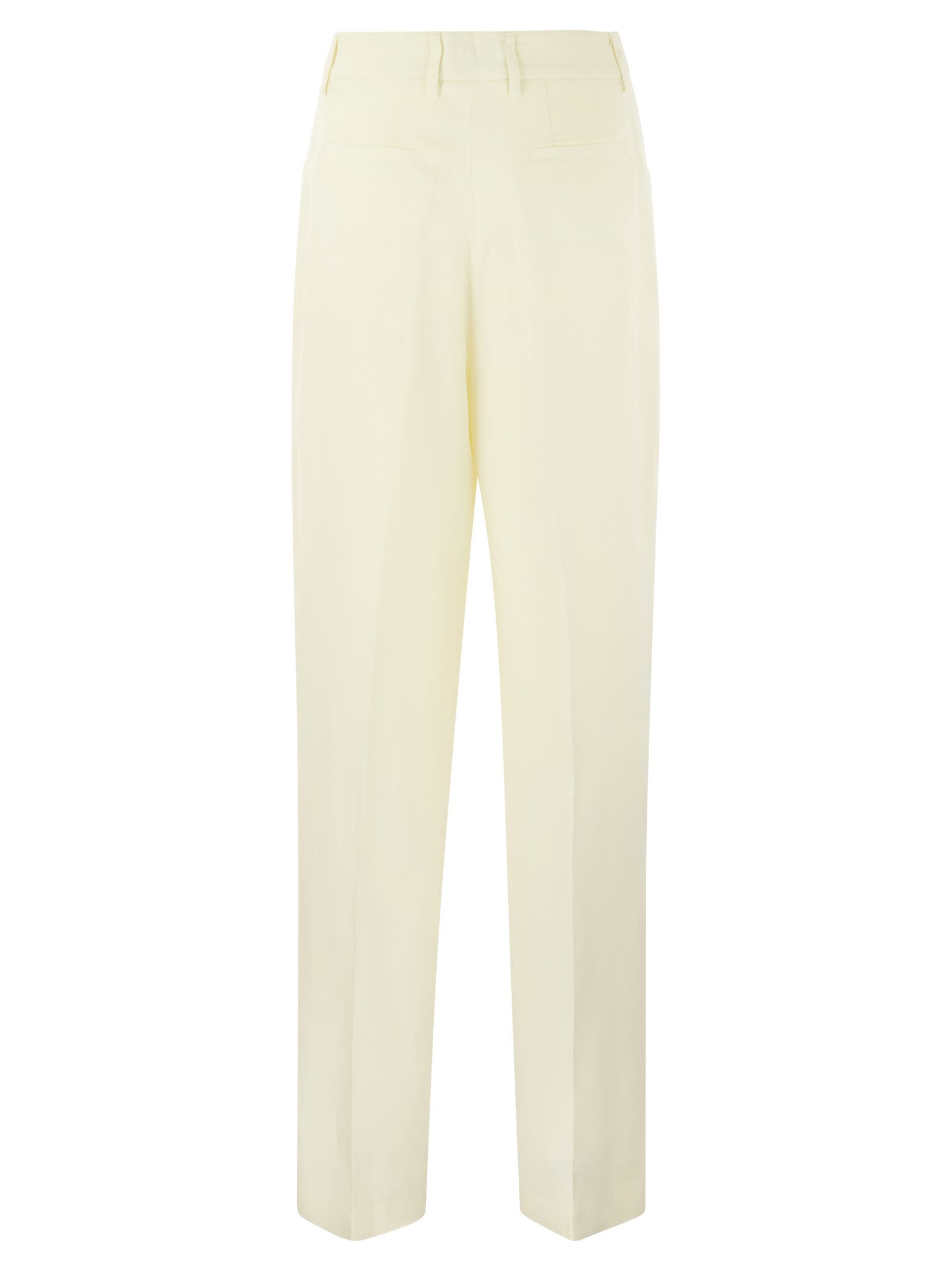 Shop Pt01 Gabrielle - Viscose And Linen Trousers In White