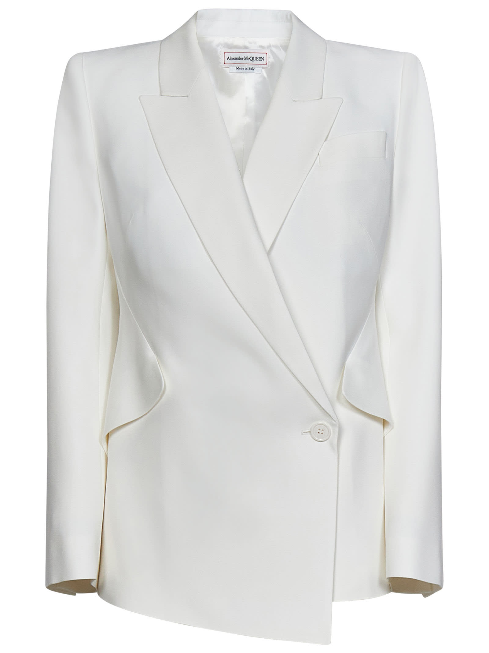 Shop Alexander Mcqueen Drop Hem One-button Jacket In White