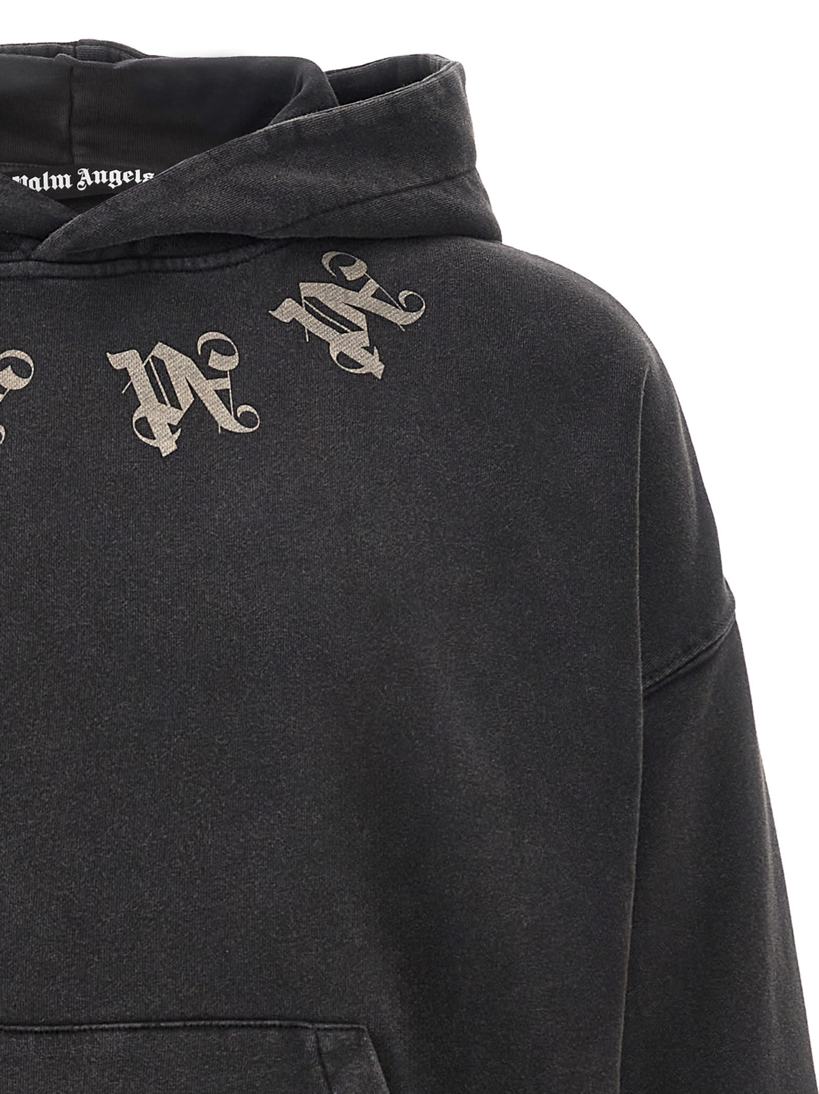 Shop Palm Angels Statement Monogram Hoodie In Black