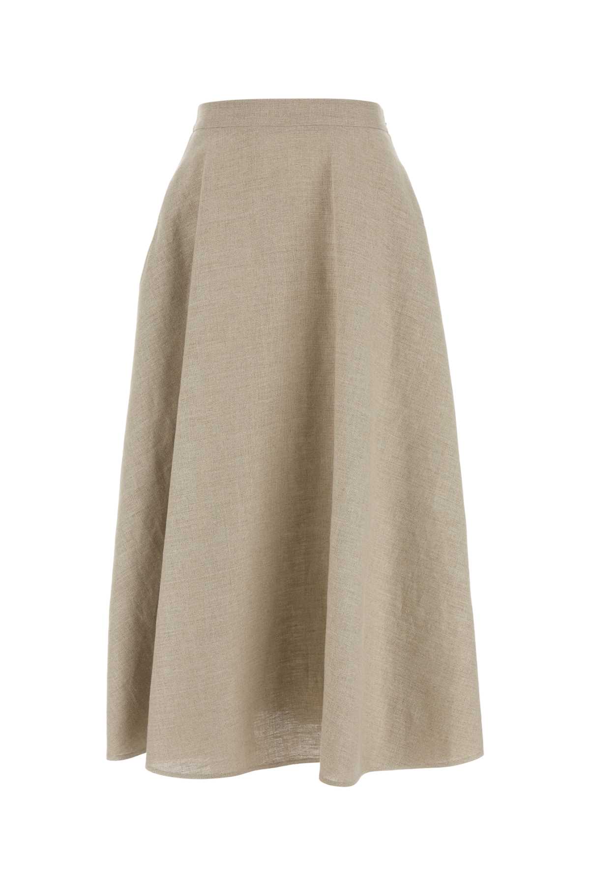 Shop Valentino Cappuccino Linen Skirt In Beigegravel