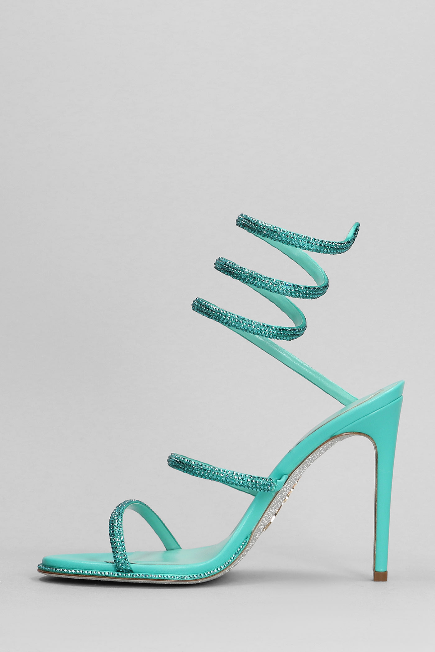 Shop René Caovilla Cleo Sandals In Green Leather