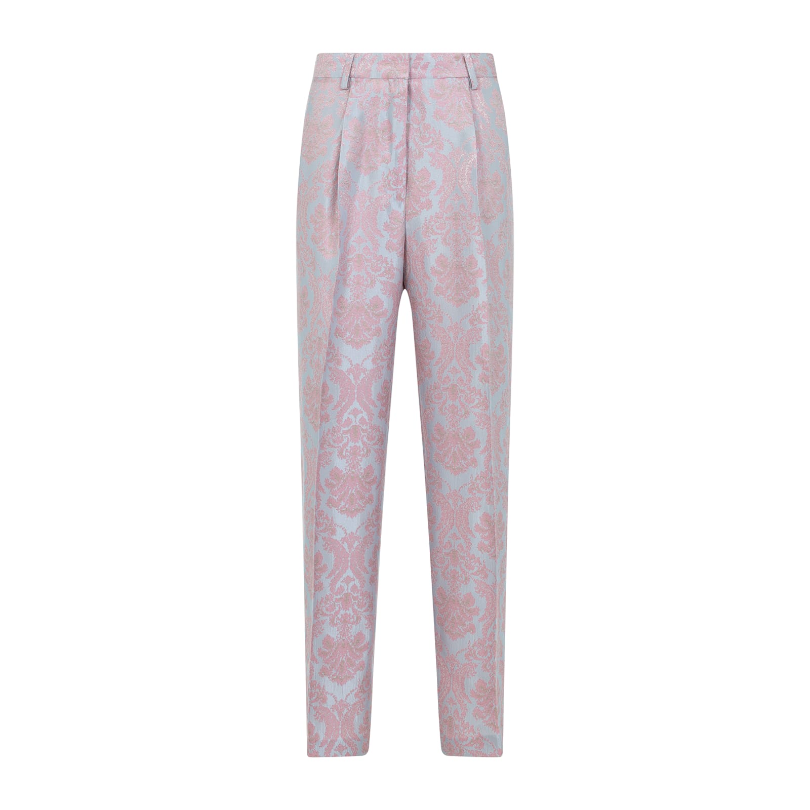 Dries Van Noten Tailored Trousers With Delicate Floral Pattern In Light Blue