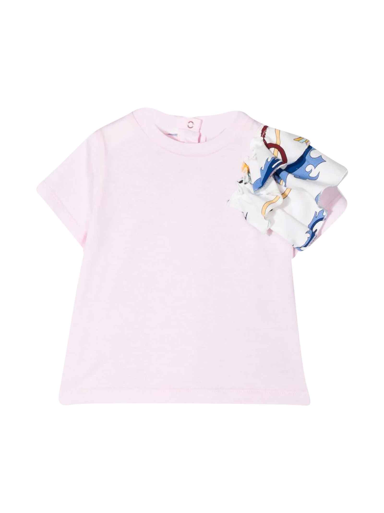 Emilio Pucci Pink T-shirt With Multicolor Insert