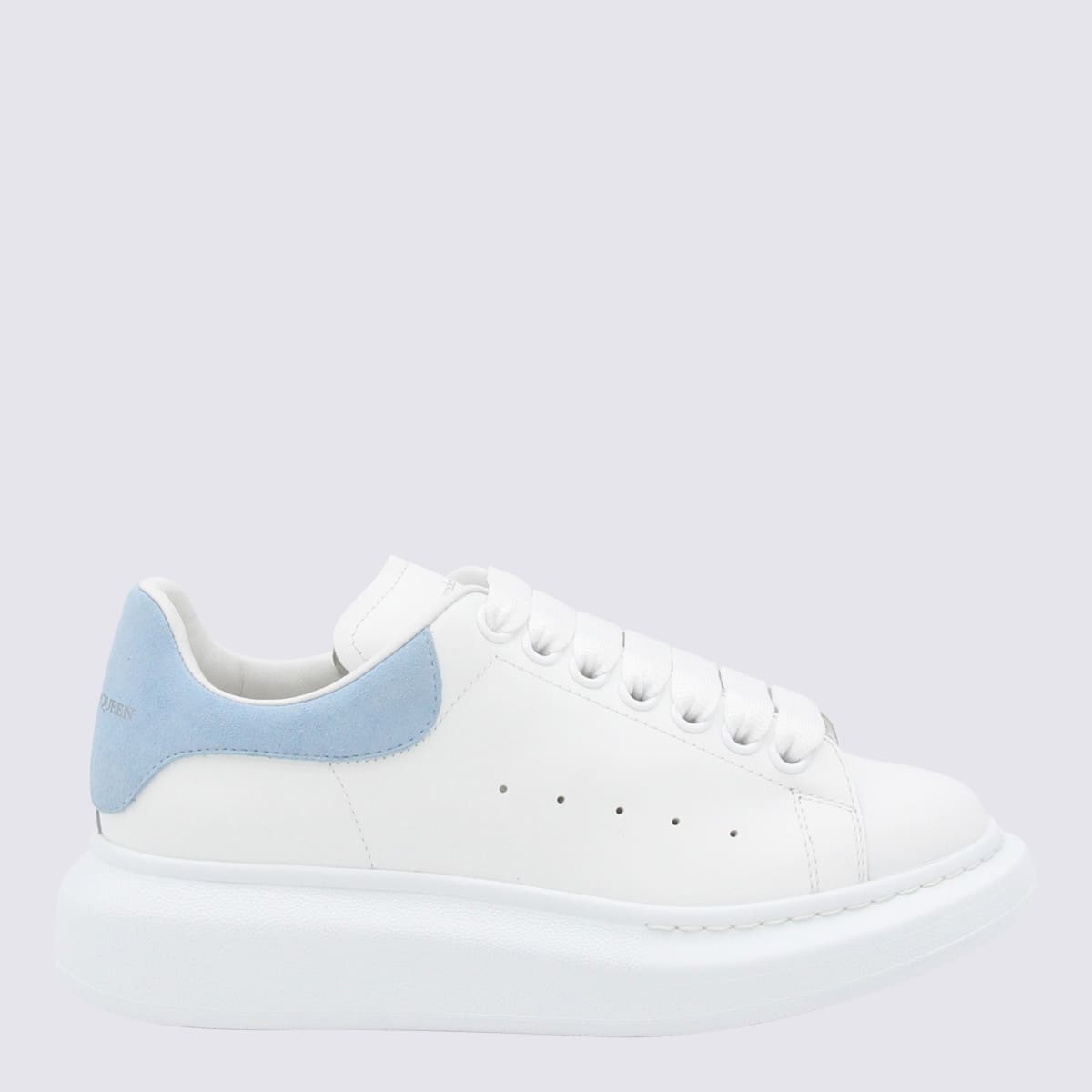 Shop Alexander Mcqueen White Leather Oversize Sneakers In White/powder Blue