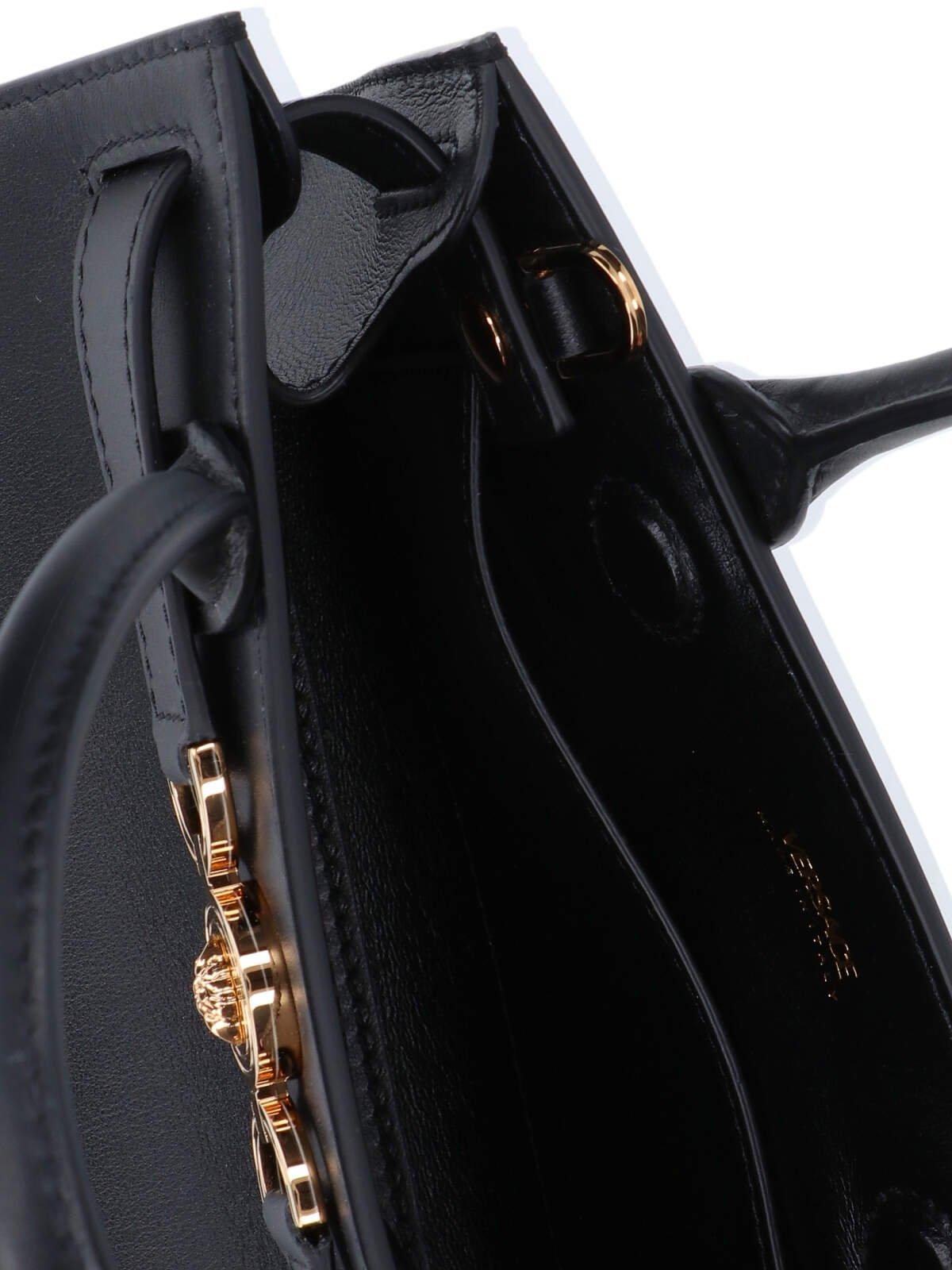 Shop Versace Medusa 95 Small Top Handle Bag In Black