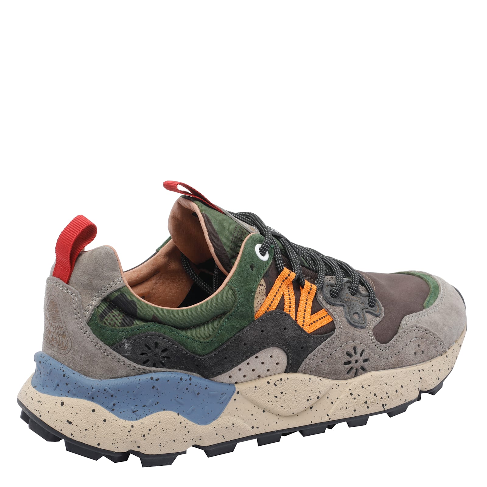 Flower Mountain Yamano 3 Uni Dark Grey And Brown Suede And Fabric Sneakers In Multi
