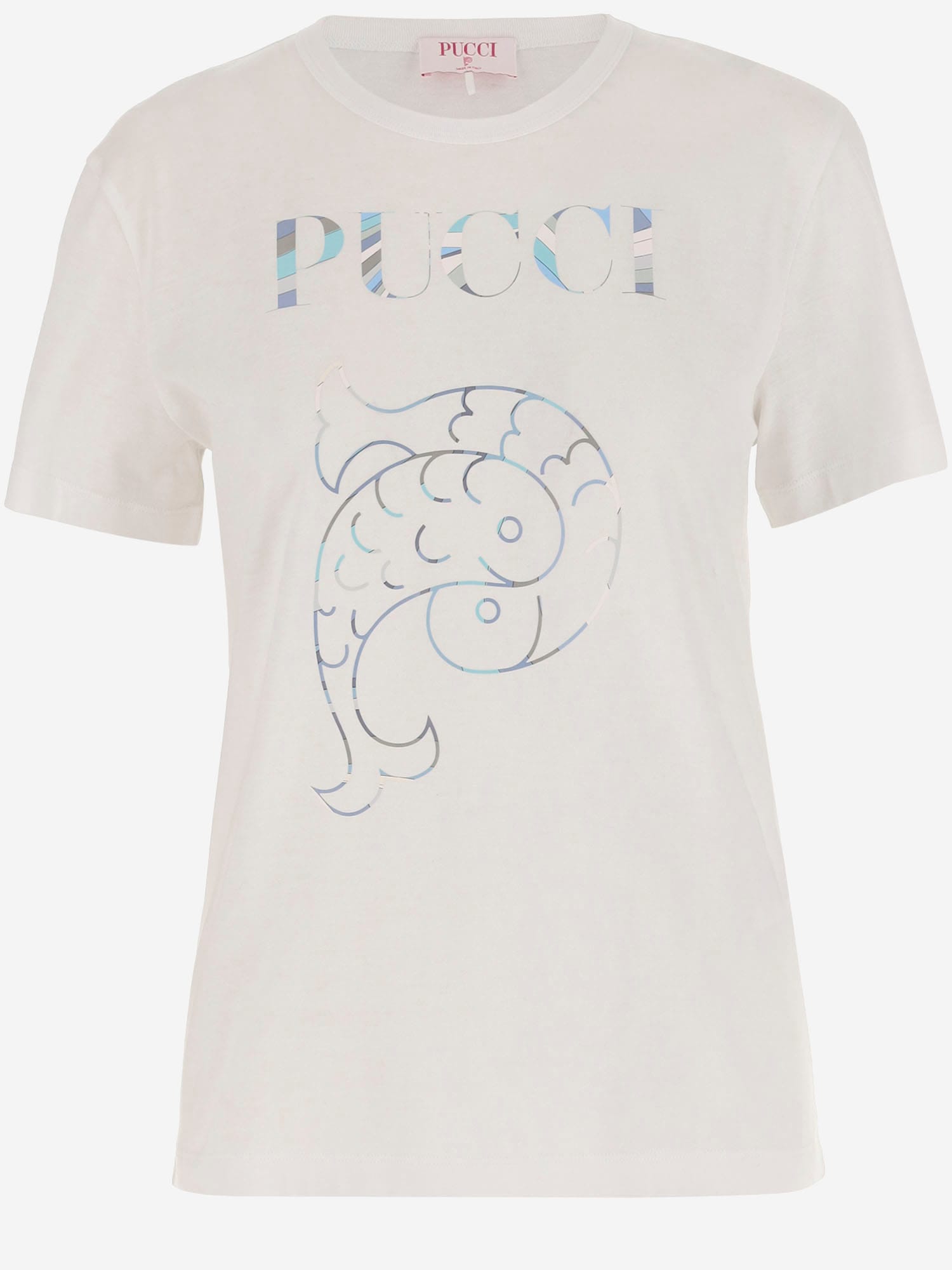 Shop Pucci Cotton T-shirt With Logo In White