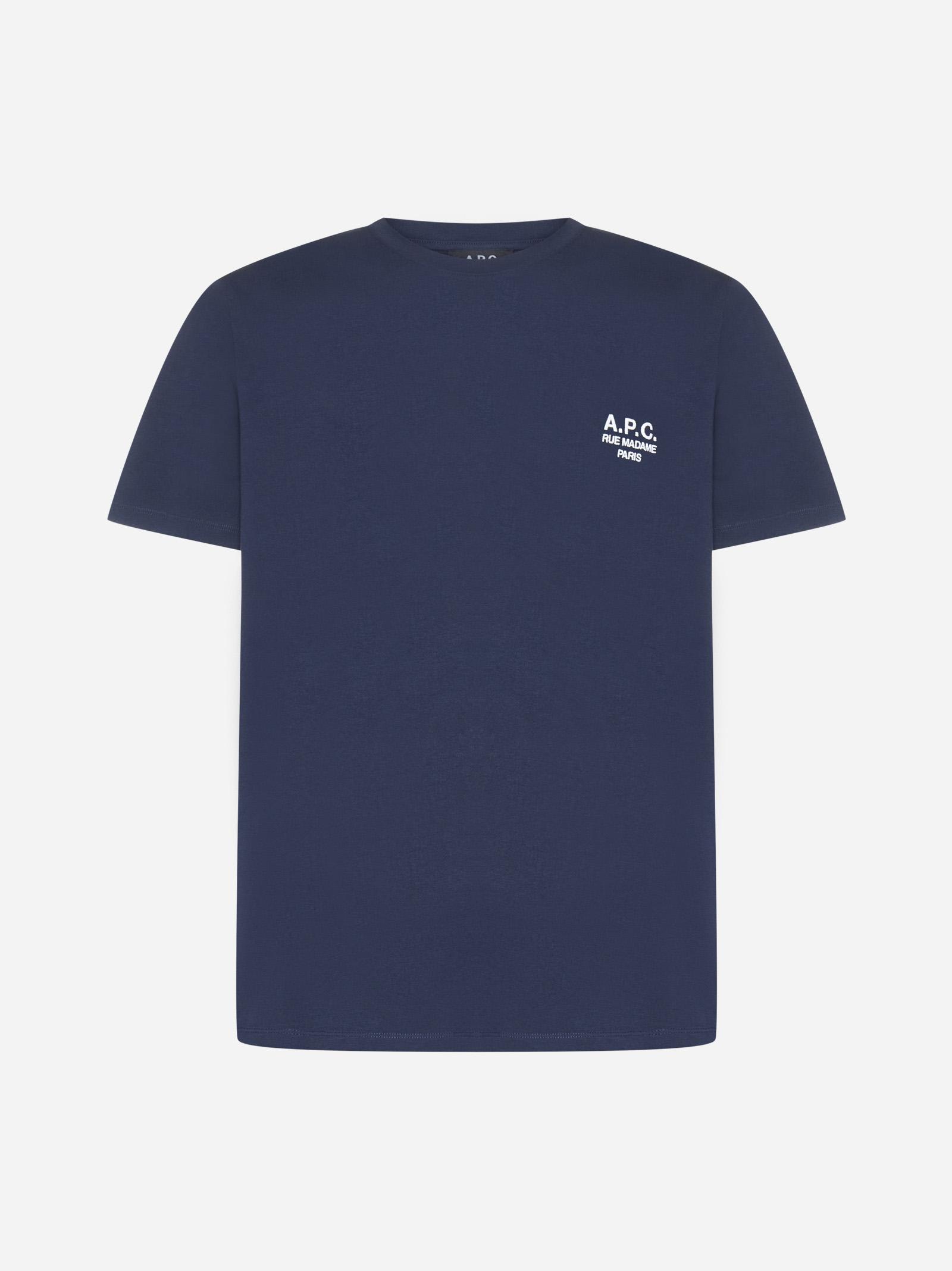 Shop Apc Raymond Logo Cotton T-shirt In Blue
