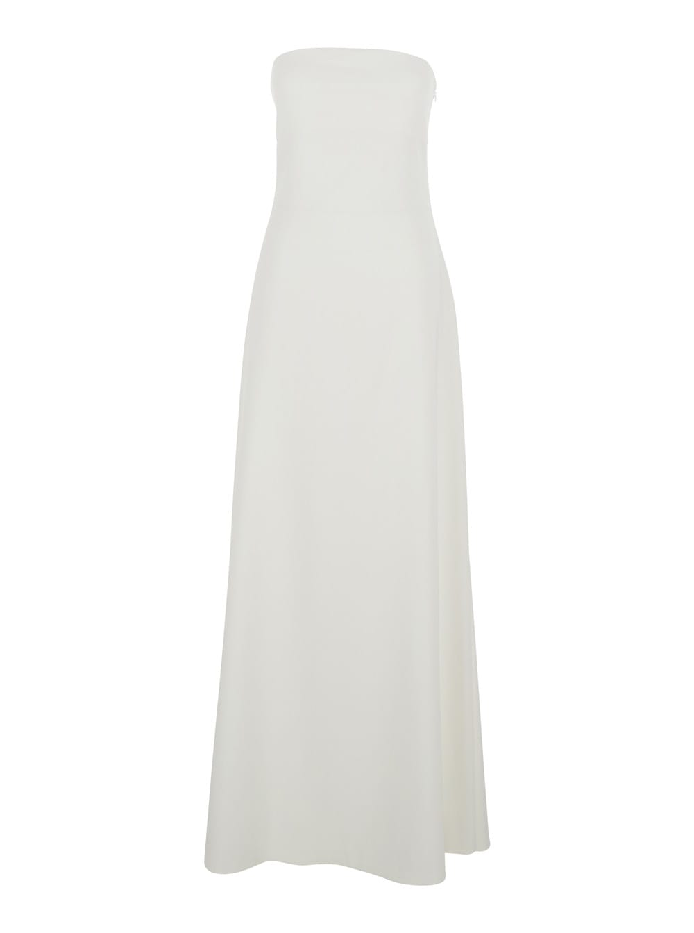 Jacquemus 'le Robe Bustier' White Off-shoulder Long Dress With Folded Train On The Rear In Viscose Stretch Wom In White