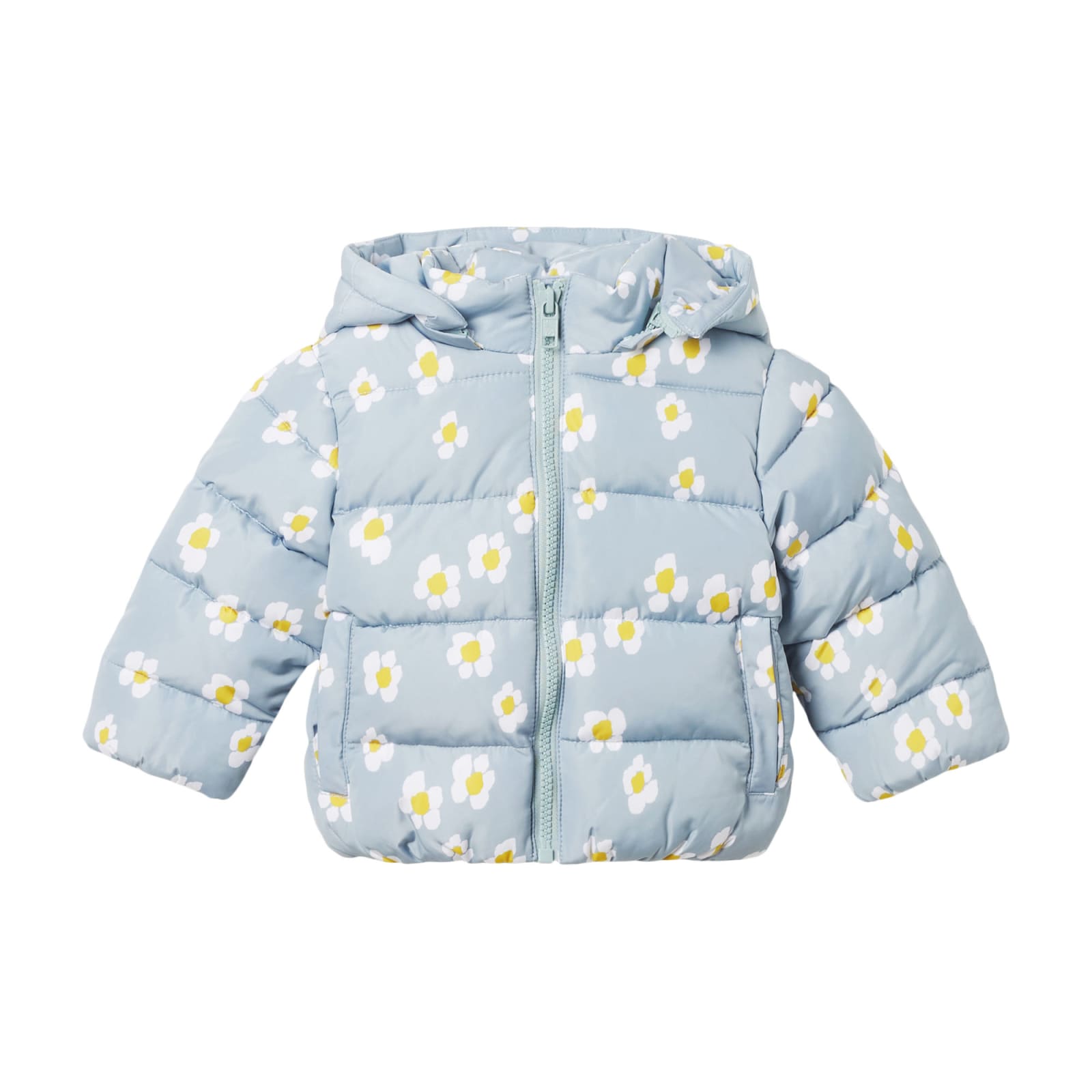 Stella McCartney Kids Baby Light Blue Short Down Jacket With Daisies Print
