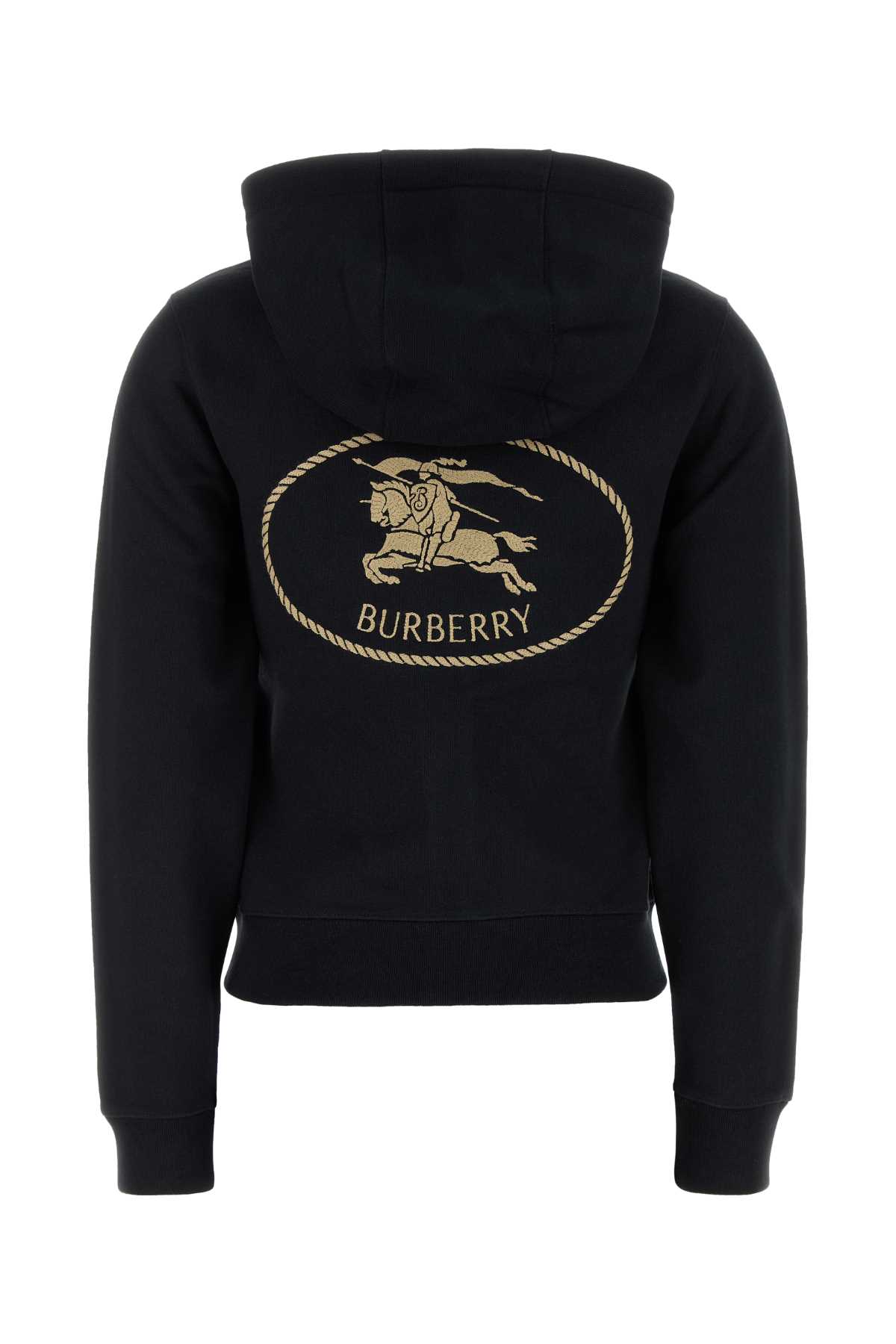 Burberry Cotton Sweatshirt With Drawstring Hood And Front Pocket In Black
