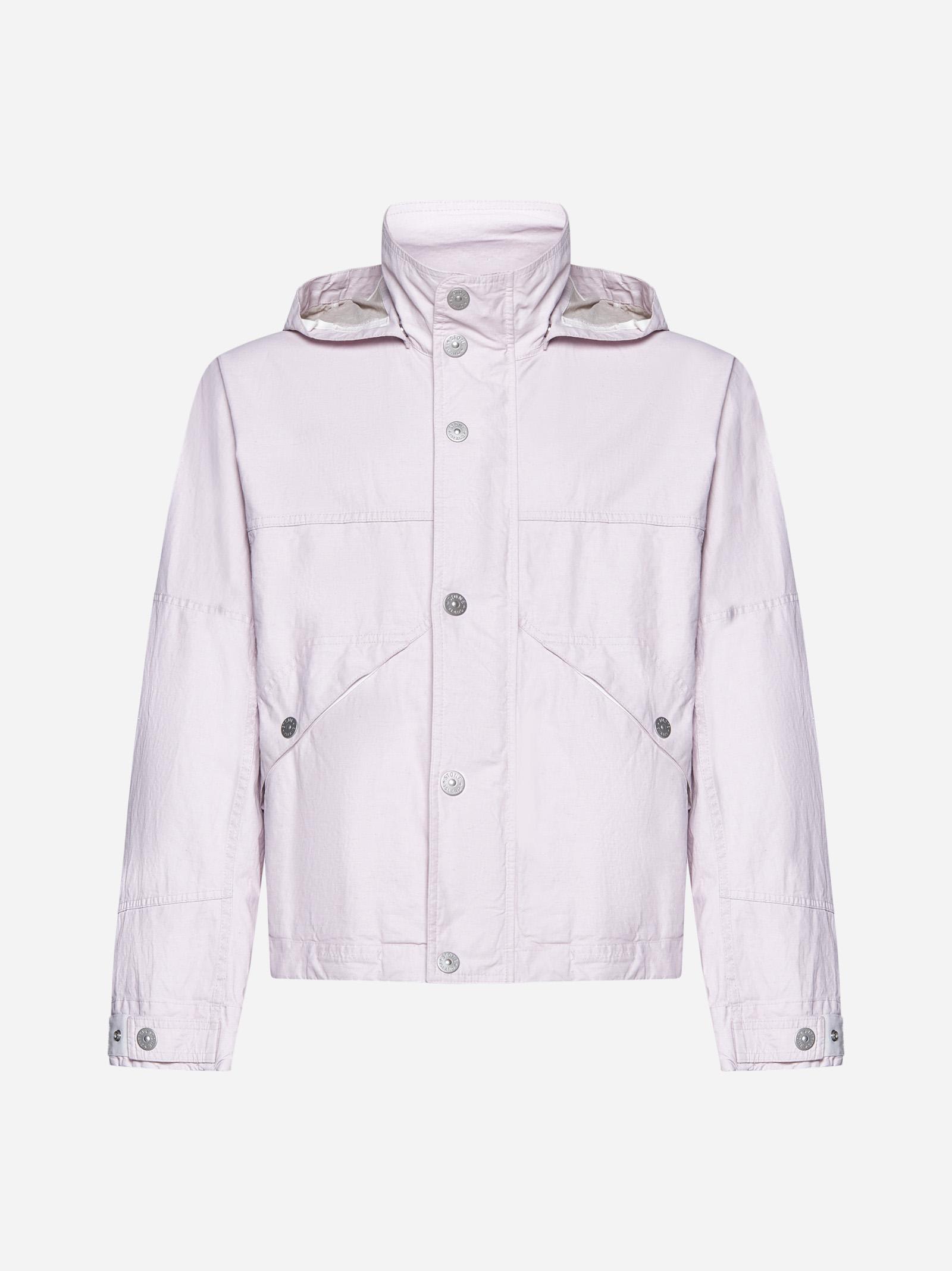 Shop Stone Island Cotton Hooded Jacket